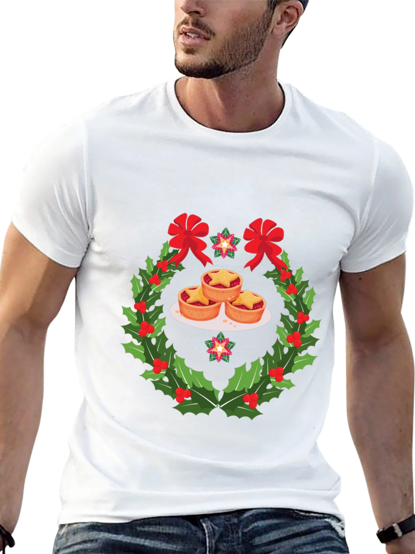 Festive Mince Pie Wreath Graphic T-Shirt