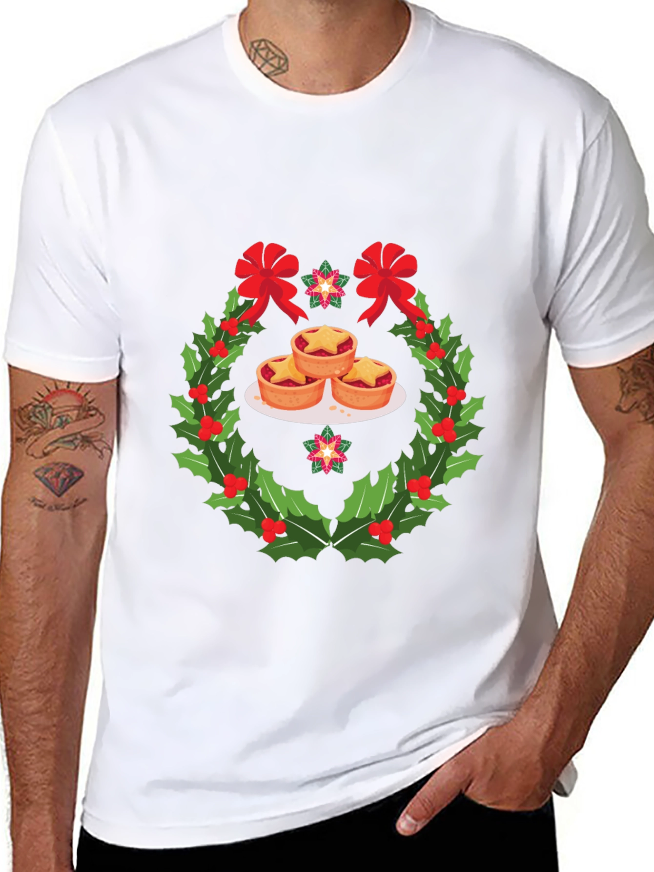 Festive Mince Pie Wreath Graphic T-Shirt