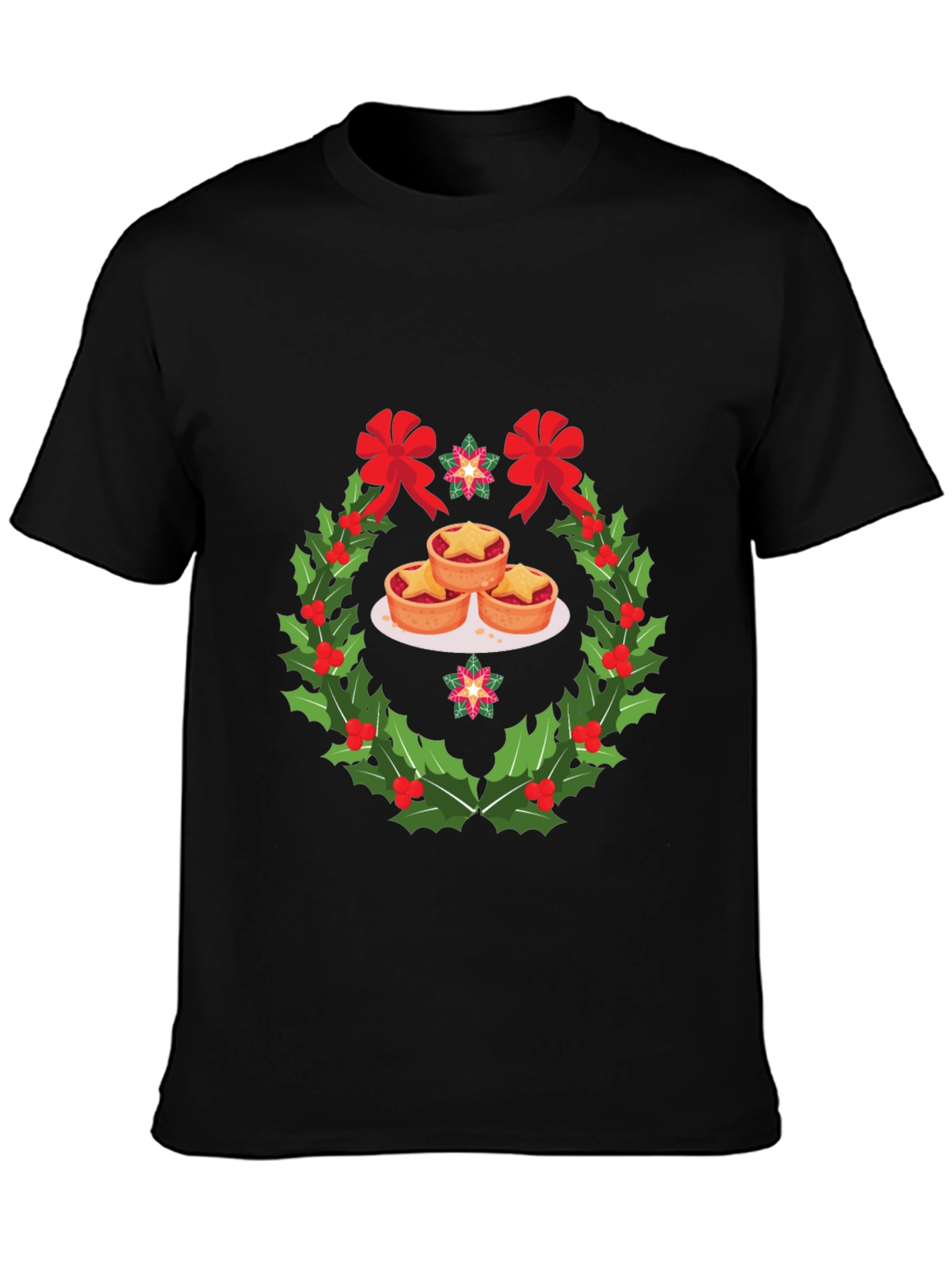 Festive Mince Pie Wreath Graphic T-Shirt