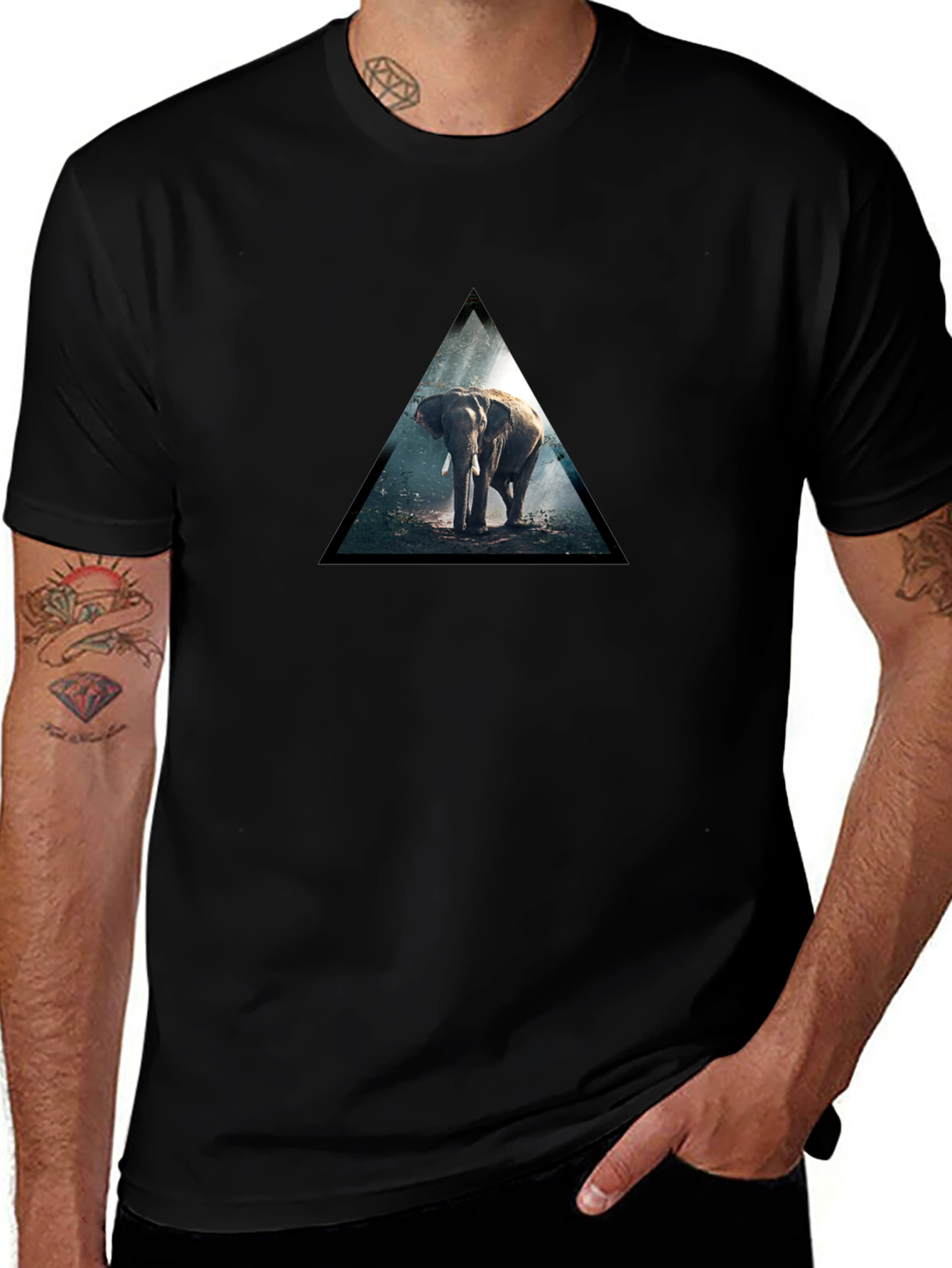 Elephant Triangle Black T-Shirt