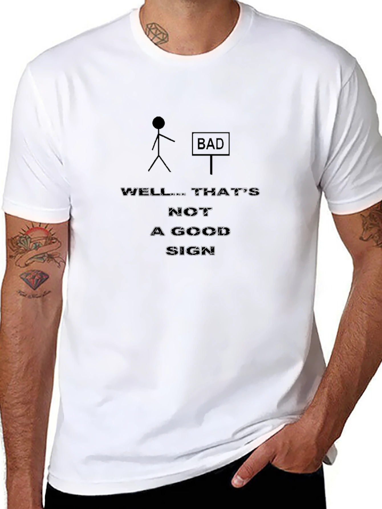 Humorous Bad Sign Graphic T-Shirt