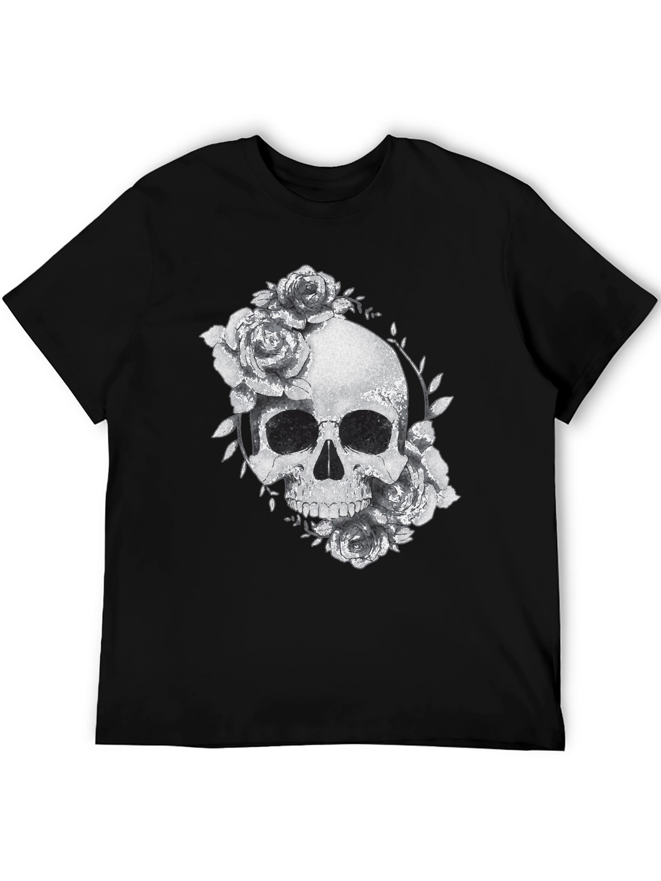 Skull & Roses Graphic Black T-Shirt