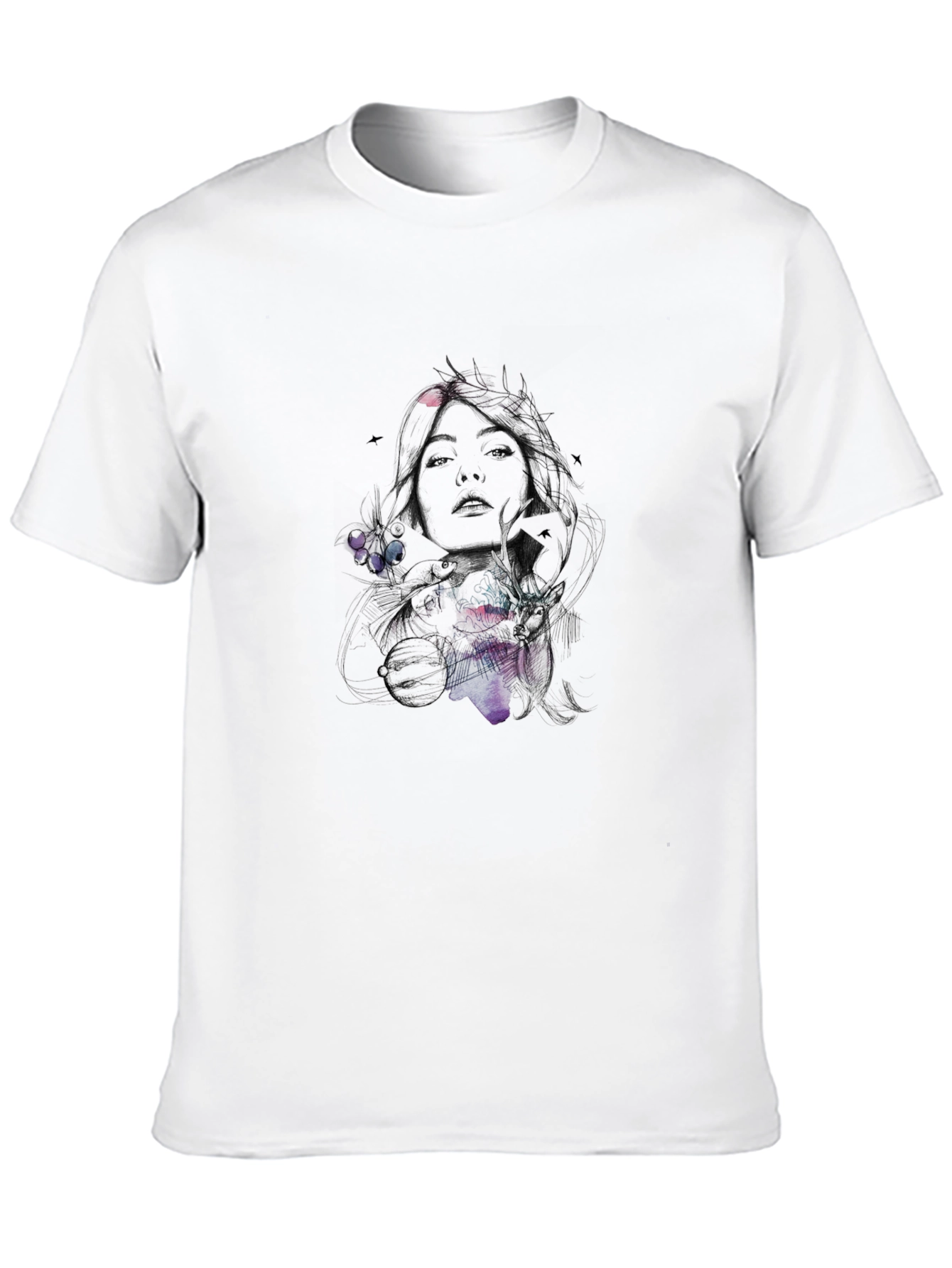 Artistic Woman Graphic Black T-Shirt