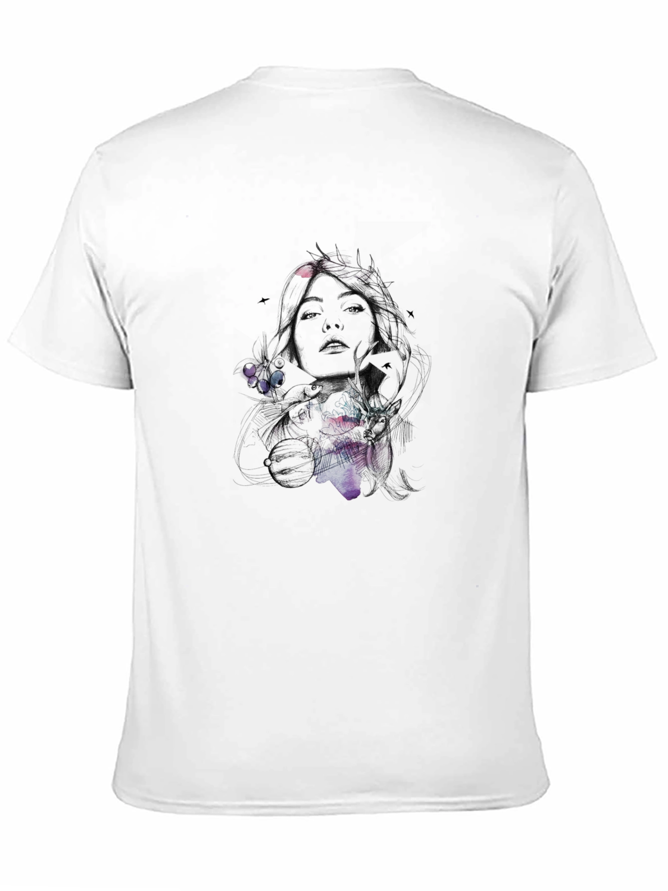 Artistic Woman Graphic Black T-Shirt