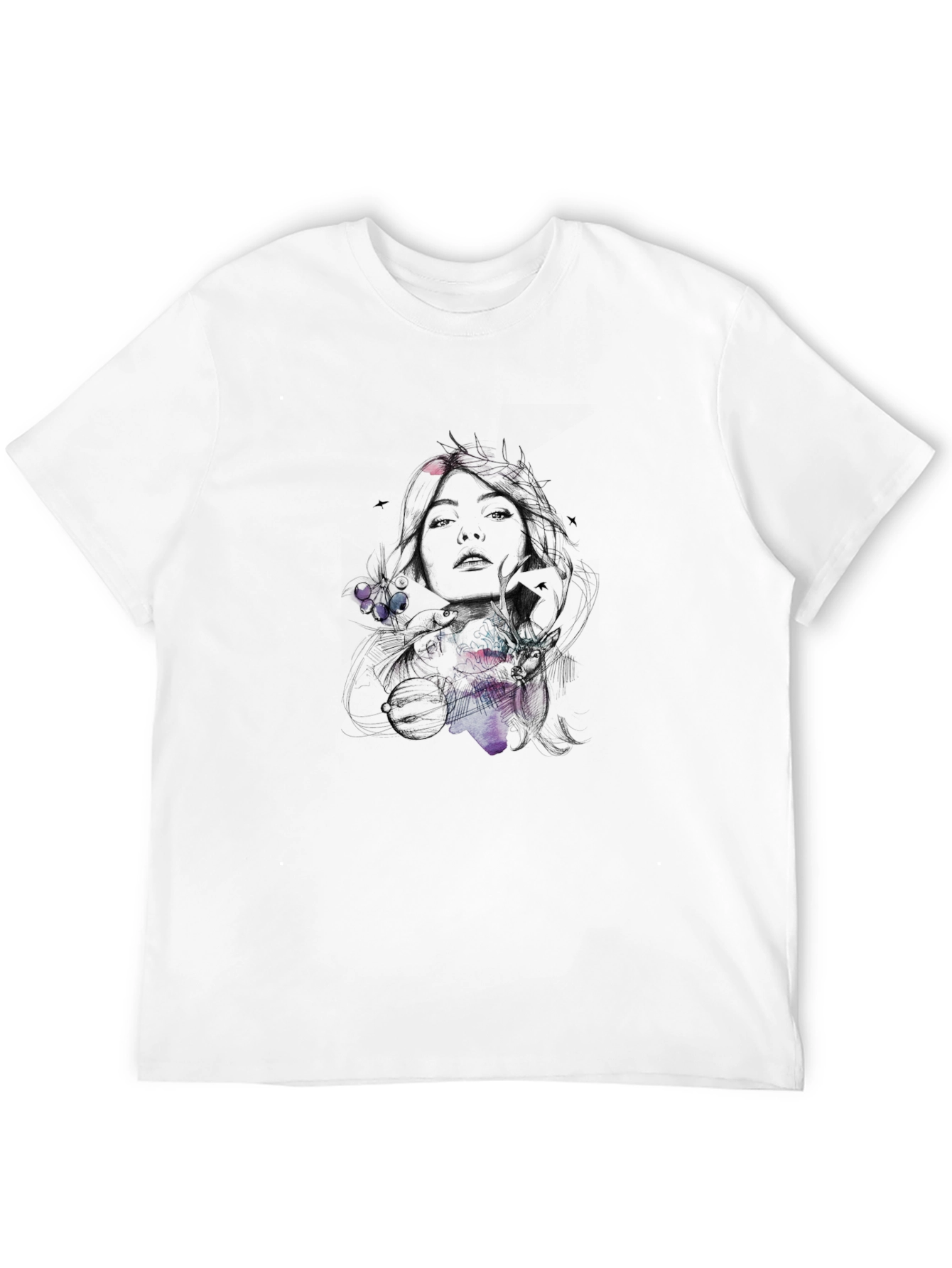 Artistic Woman Graphic Black T-Shirt