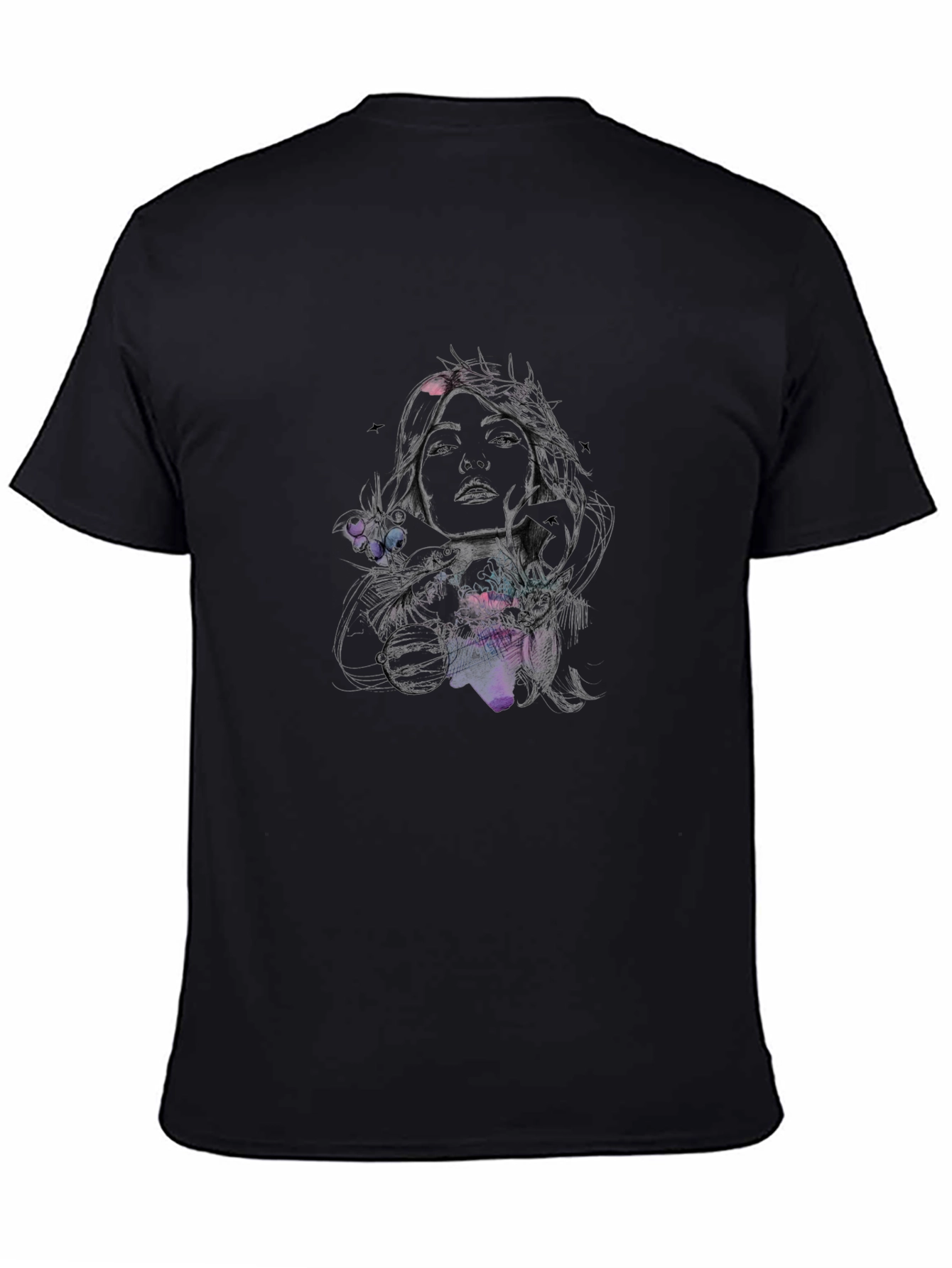 Artistic Woman Graphic Black T-Shirt