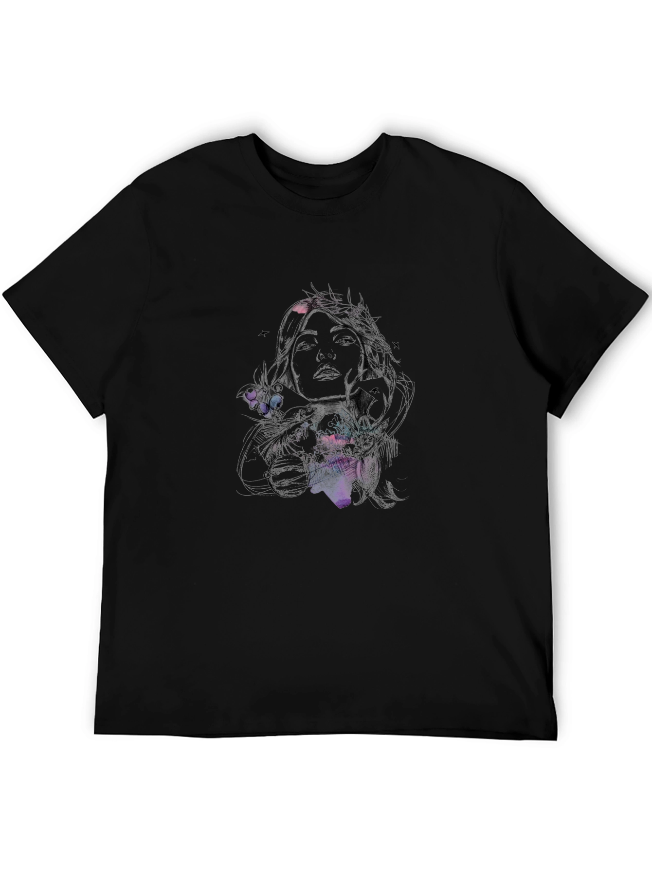Artistic Woman Graphic Black T-Shirt