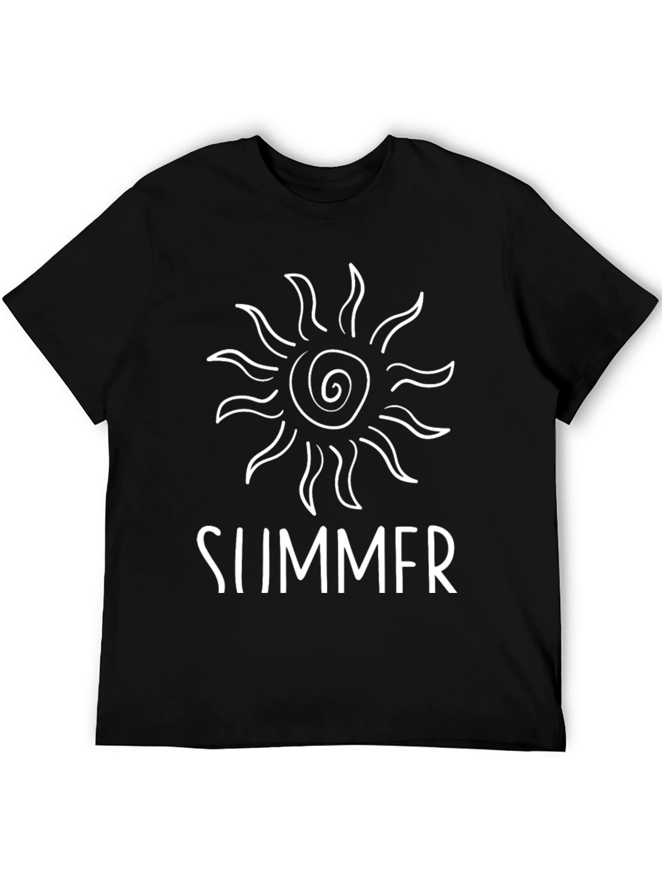 Summer Sun Graphic Tee - Black Cotton Casual T-Shirt