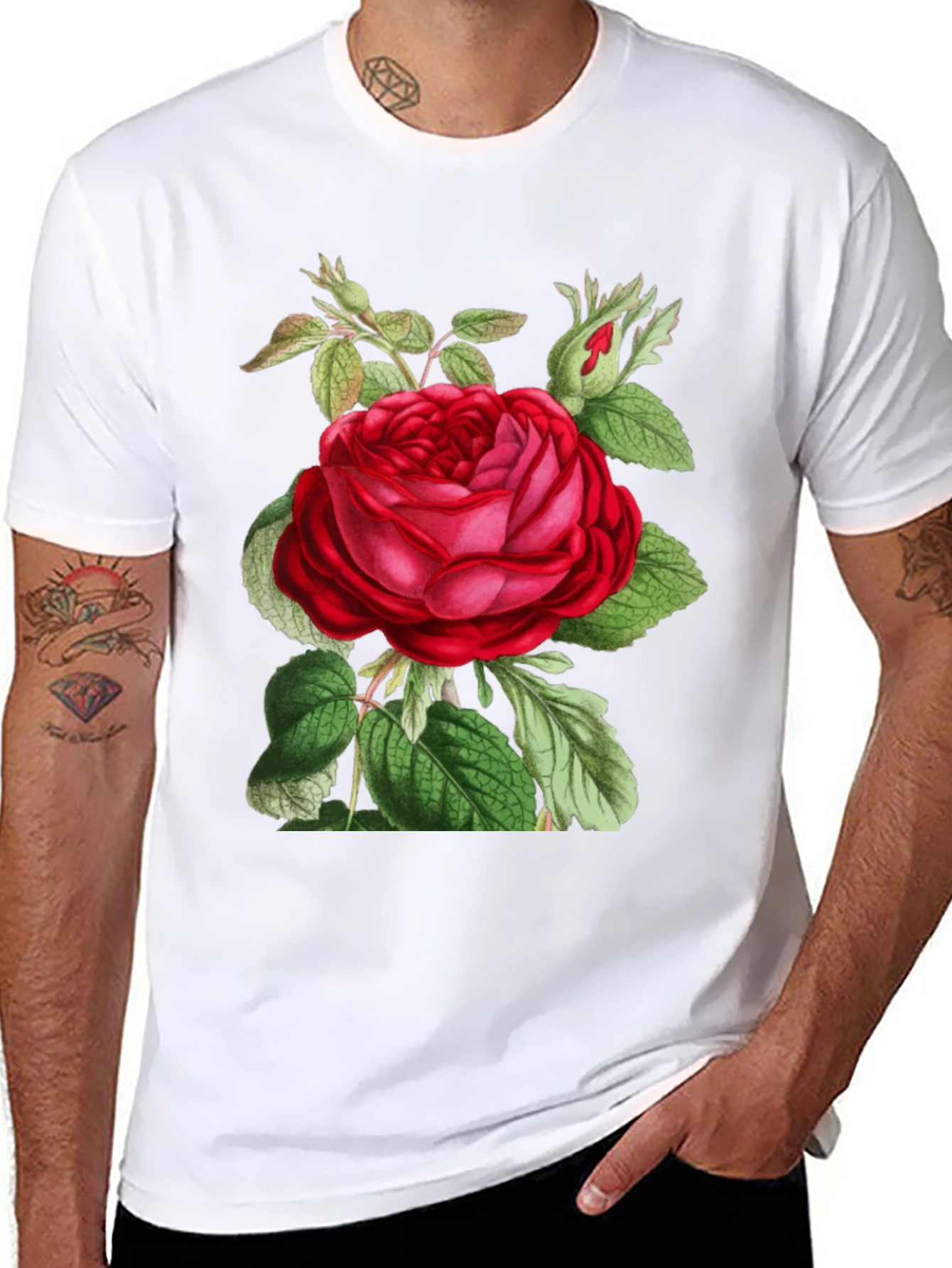 Red Rose Graphic T-Shirt - Botanical Design