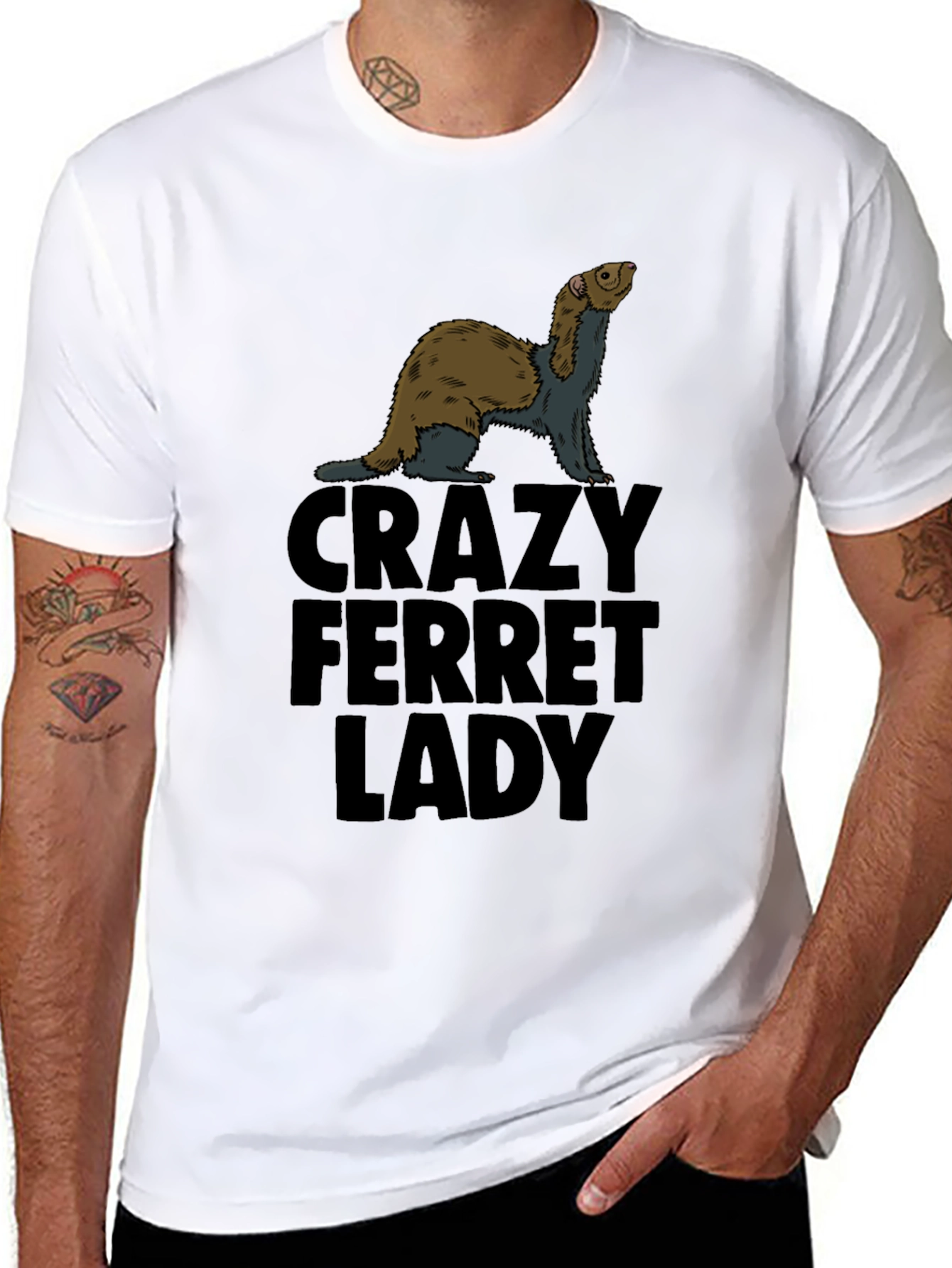 Crazy Ferret Lady Black T-Shirt