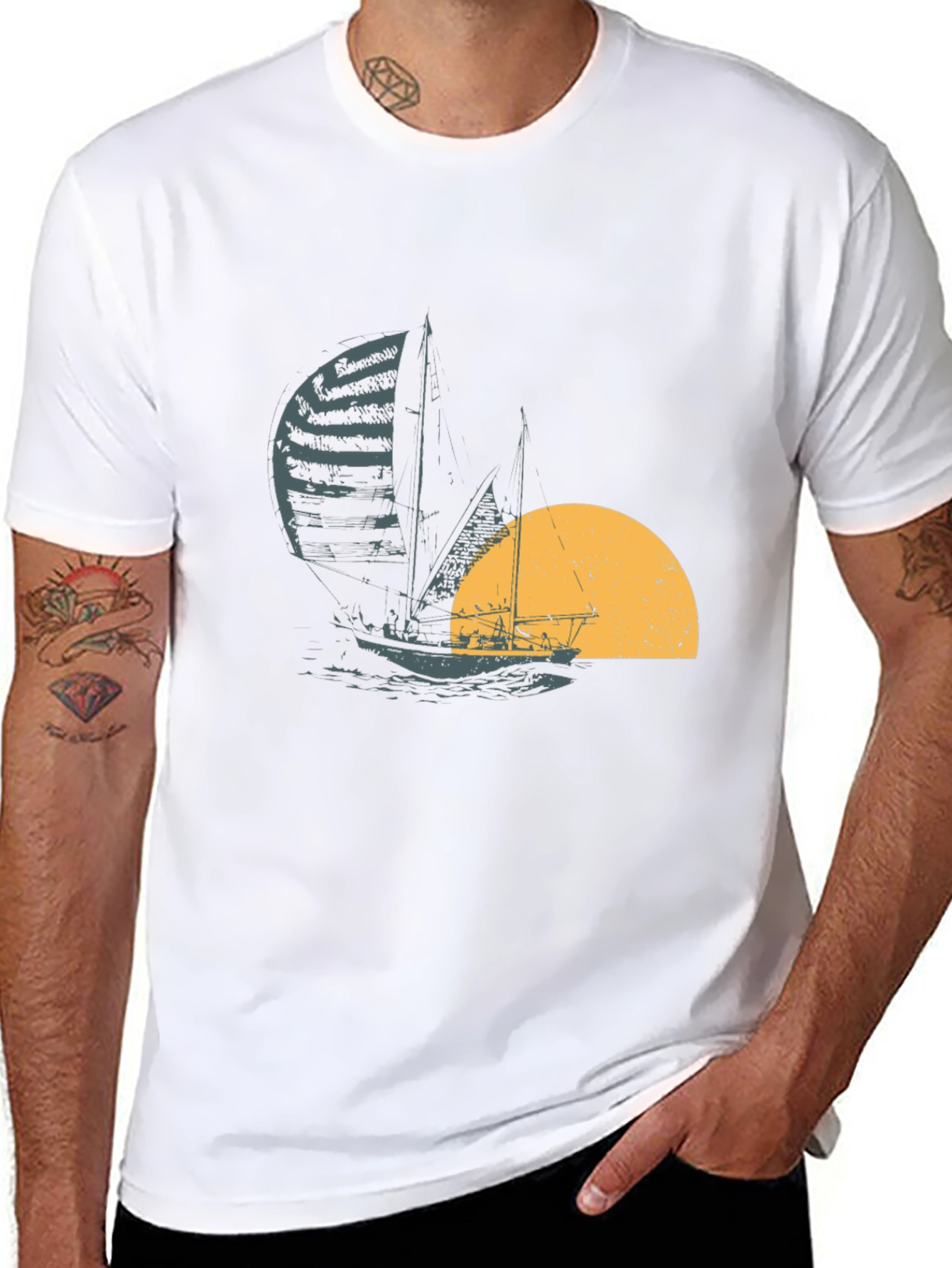 Sailing at Sunset Black T-Shirt