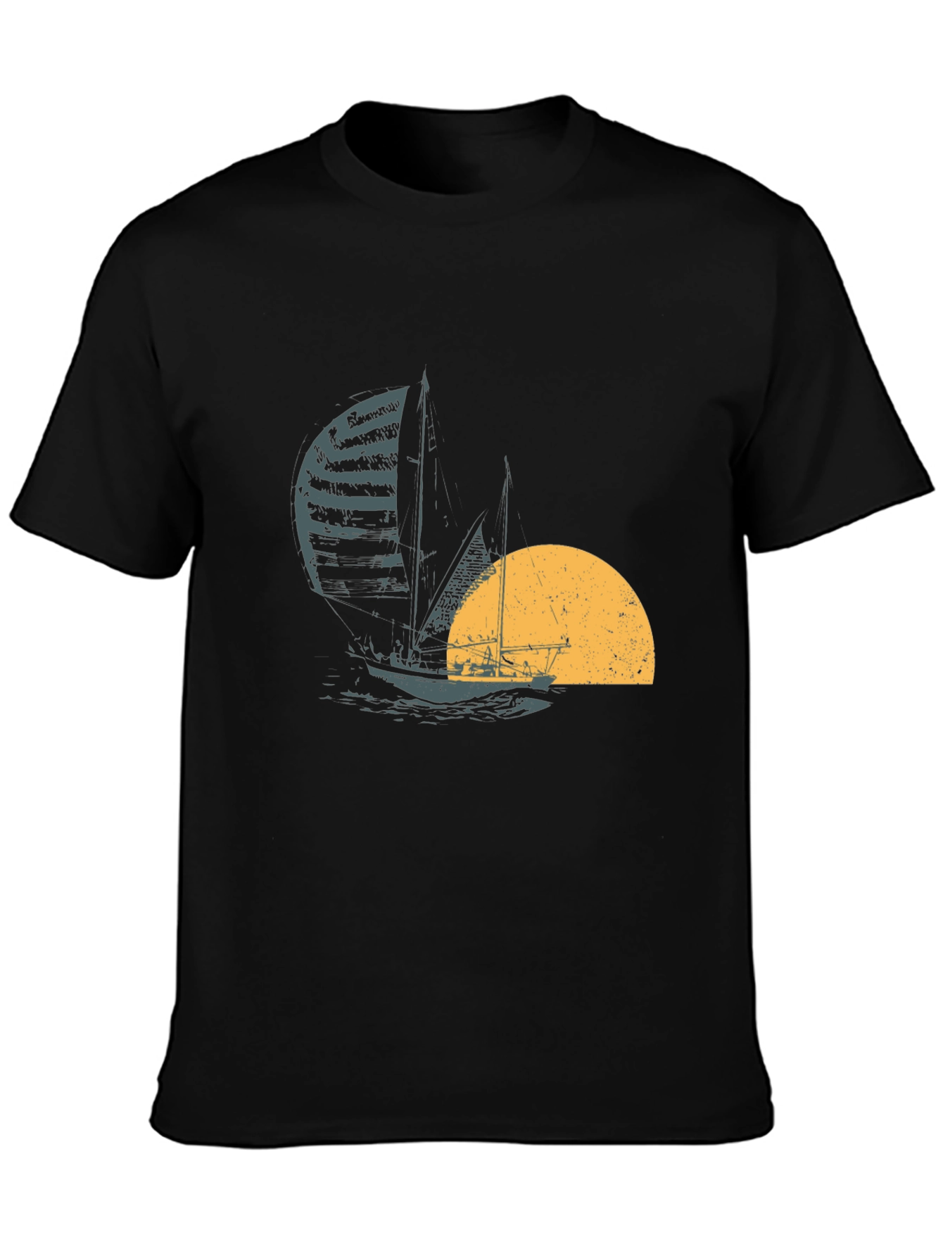 Sailing at Sunset Black T-Shirt