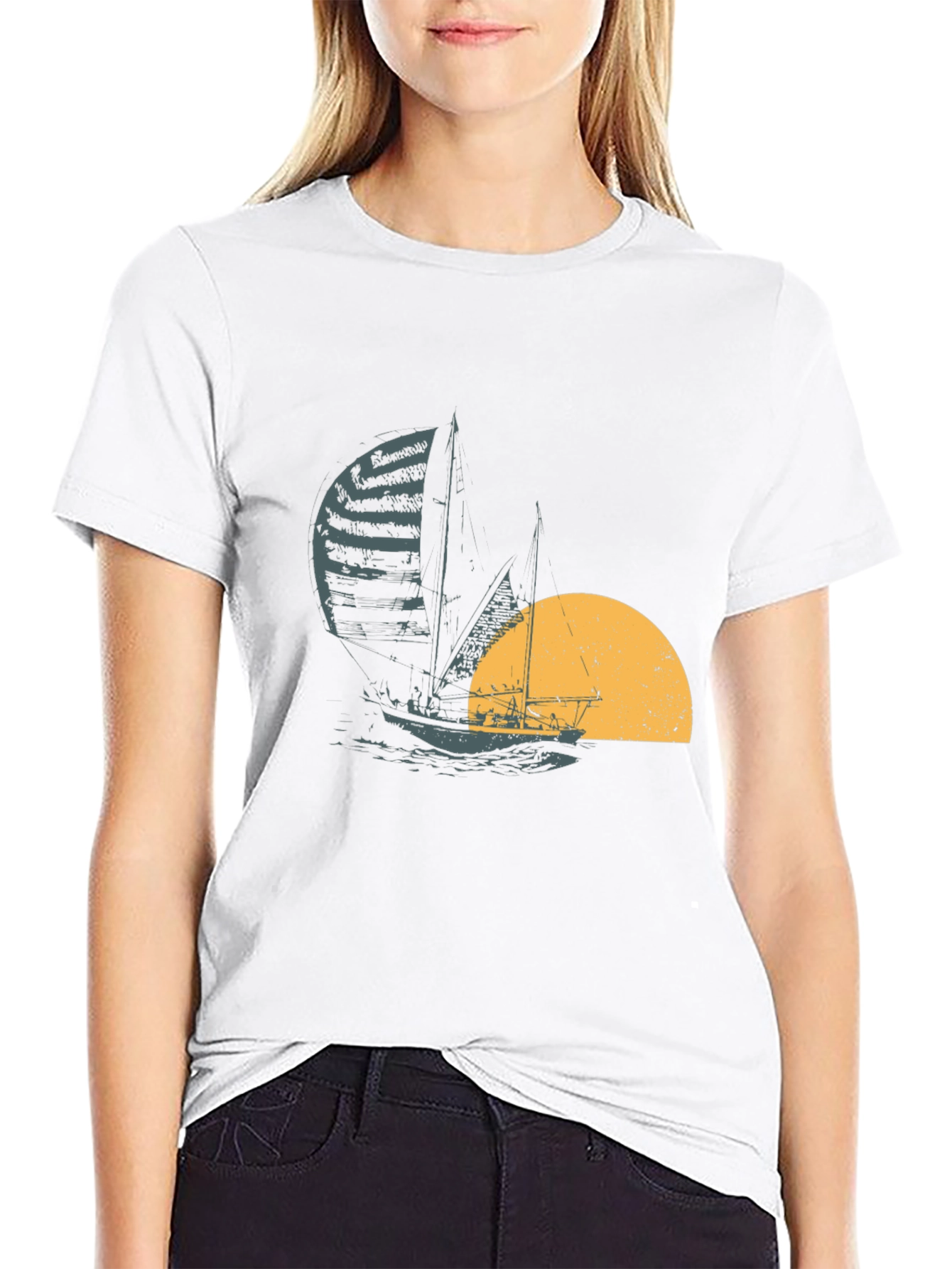 Sailing at Sunset Black T-Shirt