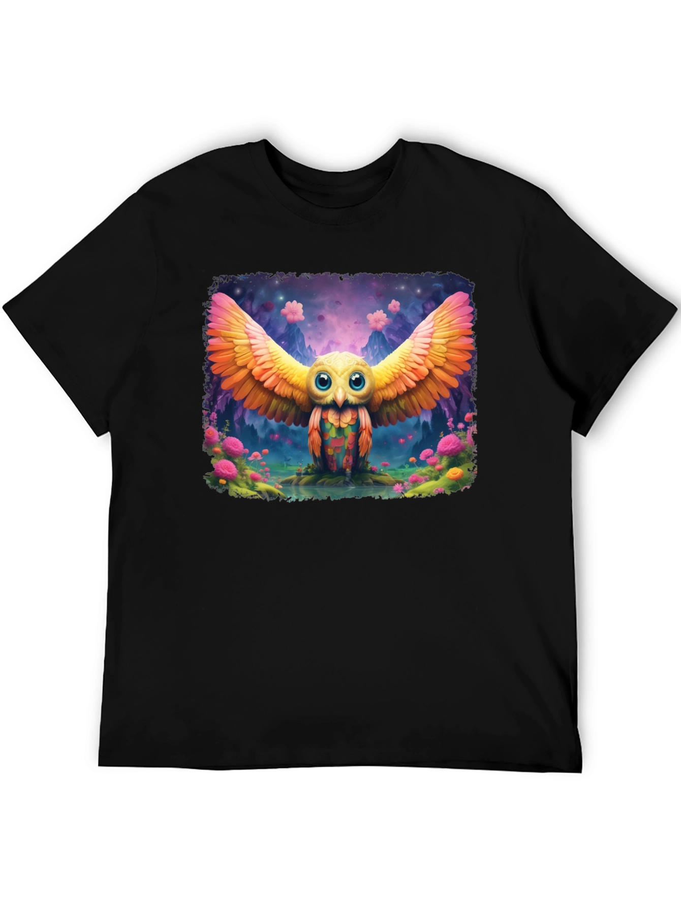 Whimsical Owl Graphic T-Shirt - Vibrant Design