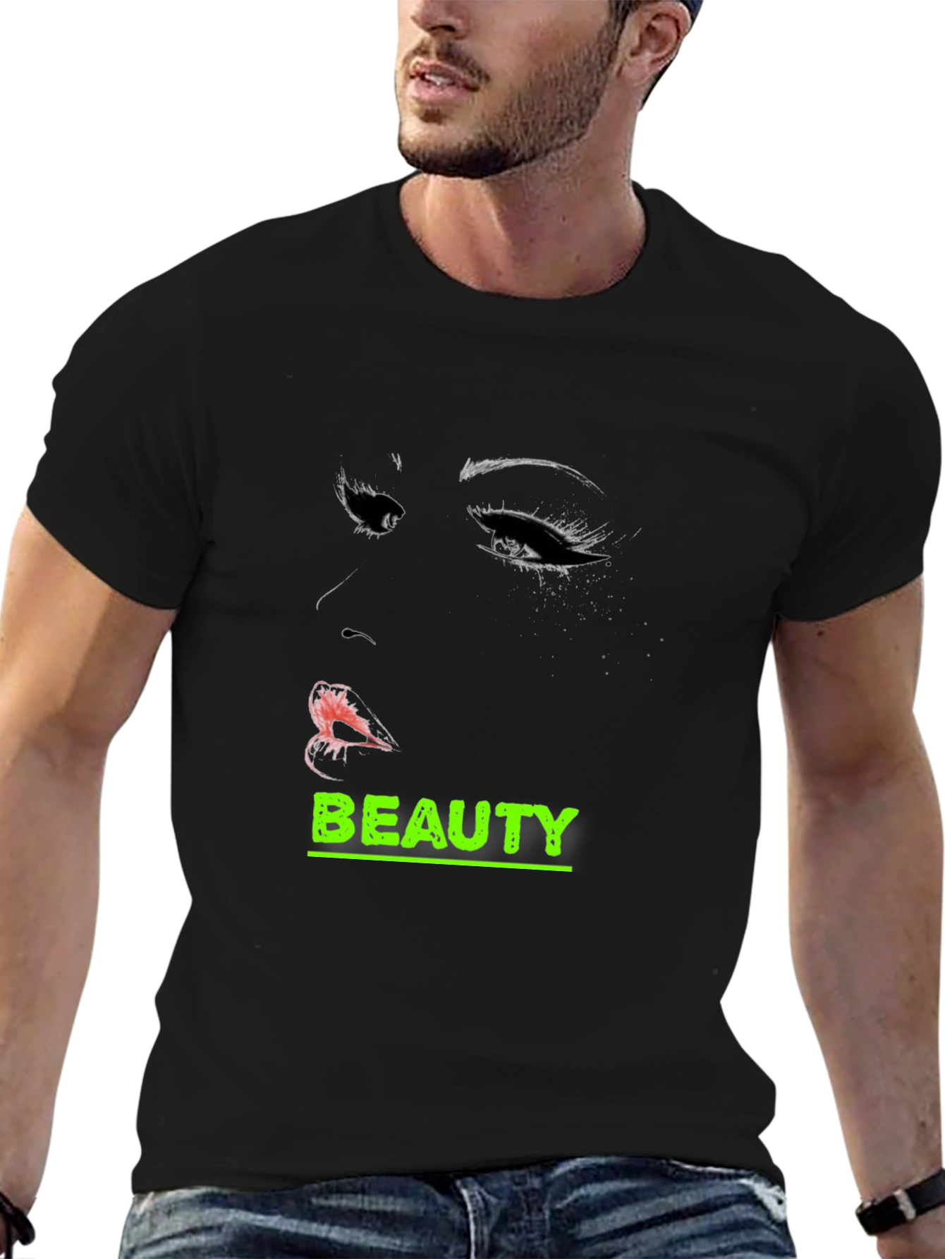 Beauty Graphic Tee - Stylish Black T-Shirt