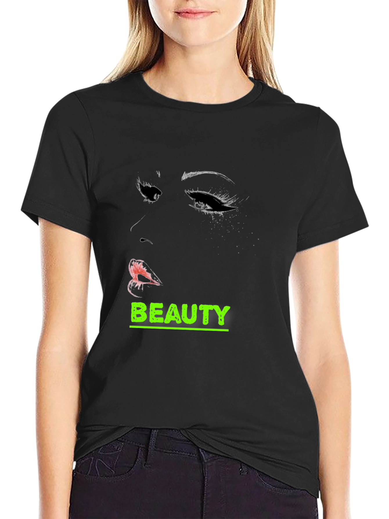 Beauty Graphic Tee - Stylish Black T-Shirt