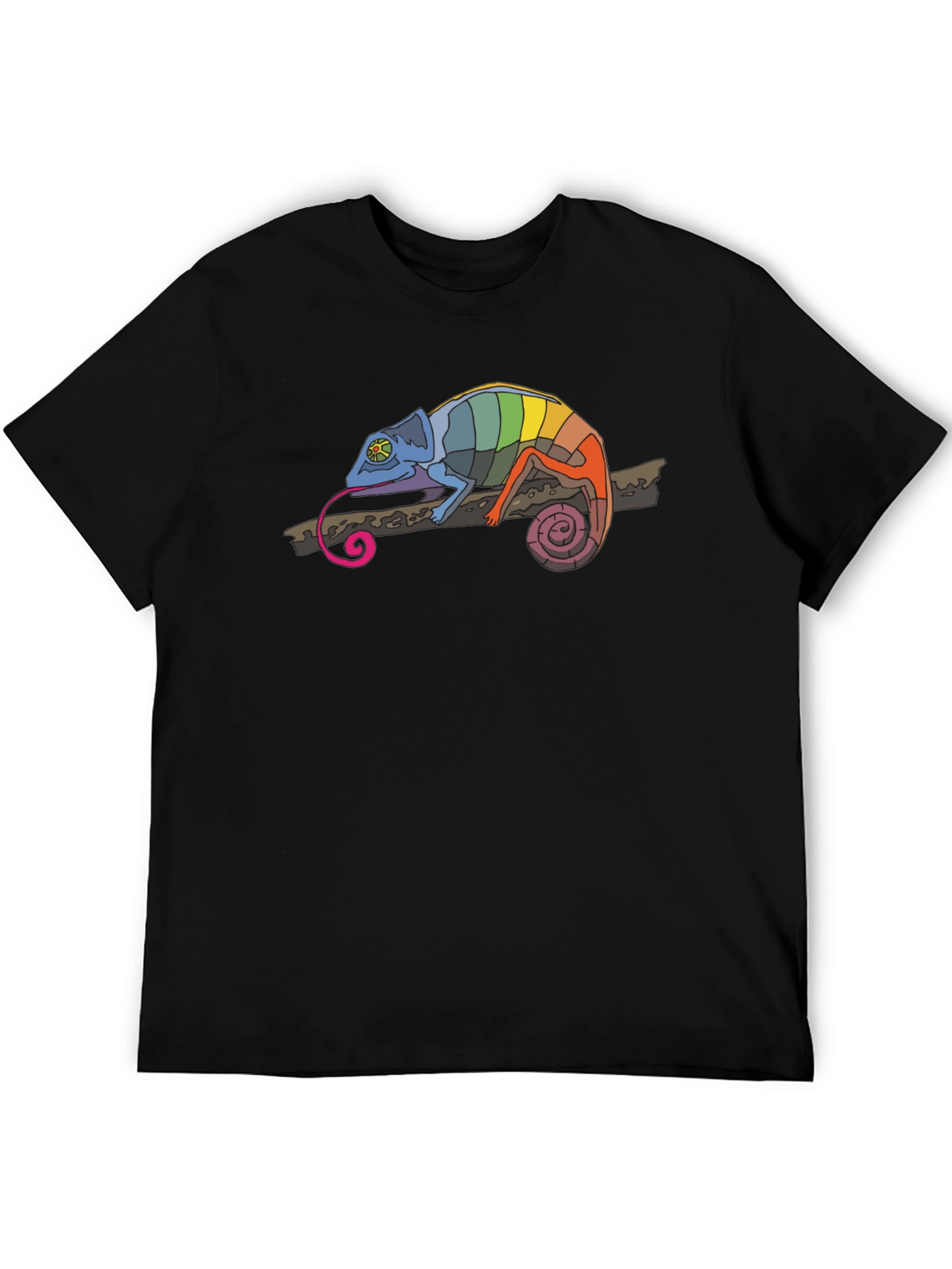 Rainbow Chameleon Black T-Shirt