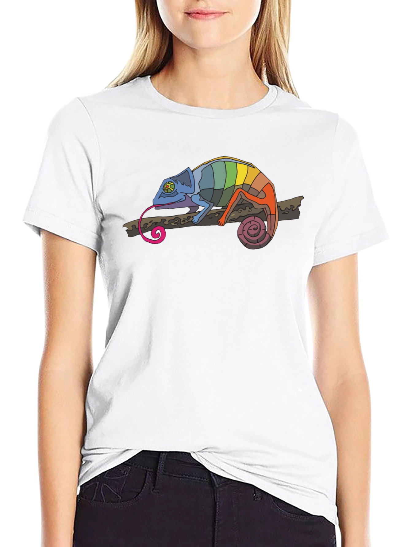 Rainbow Chameleon Black T-Shirt