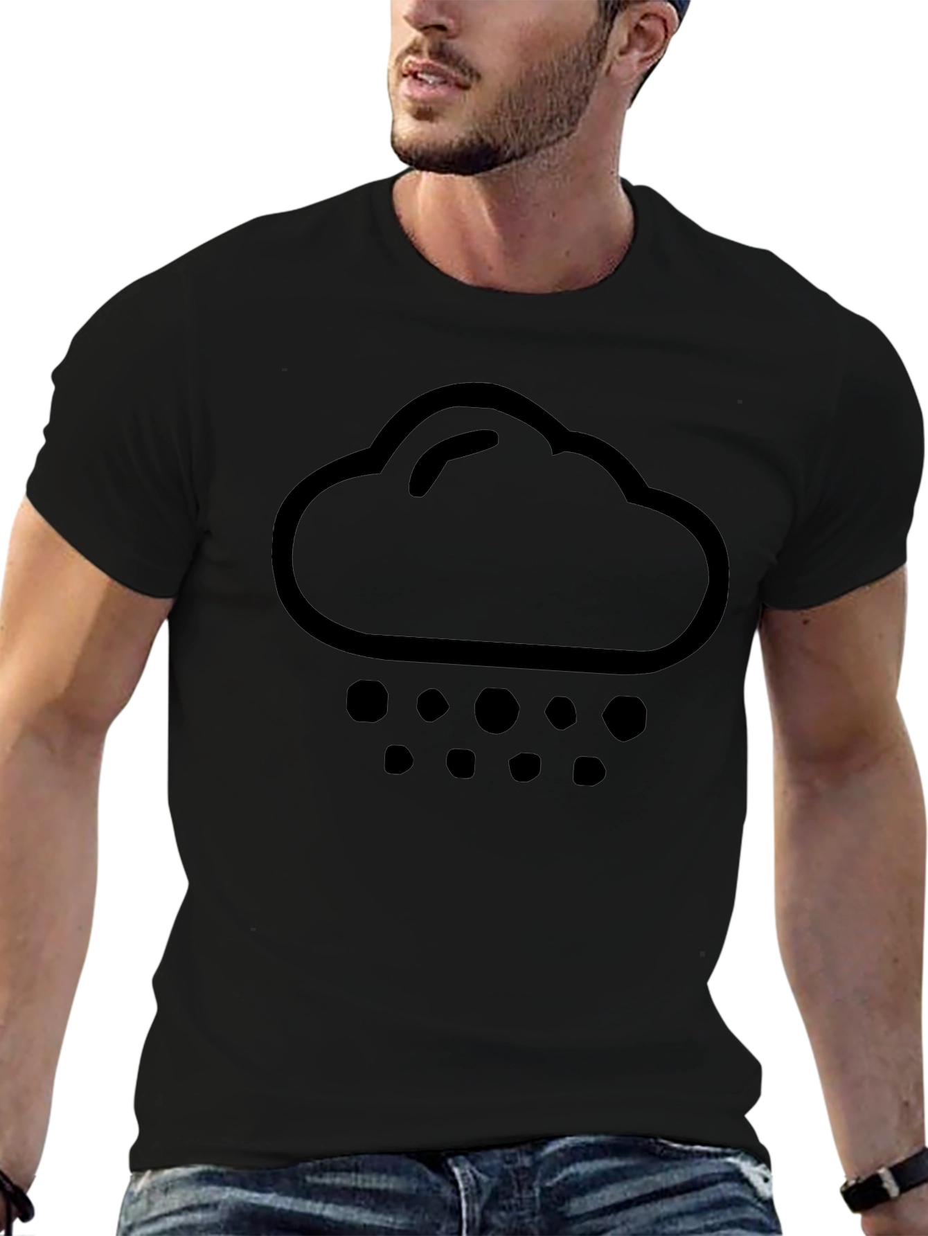 Rain Cloud Graphic Tee - Black Cotton T-Shirt