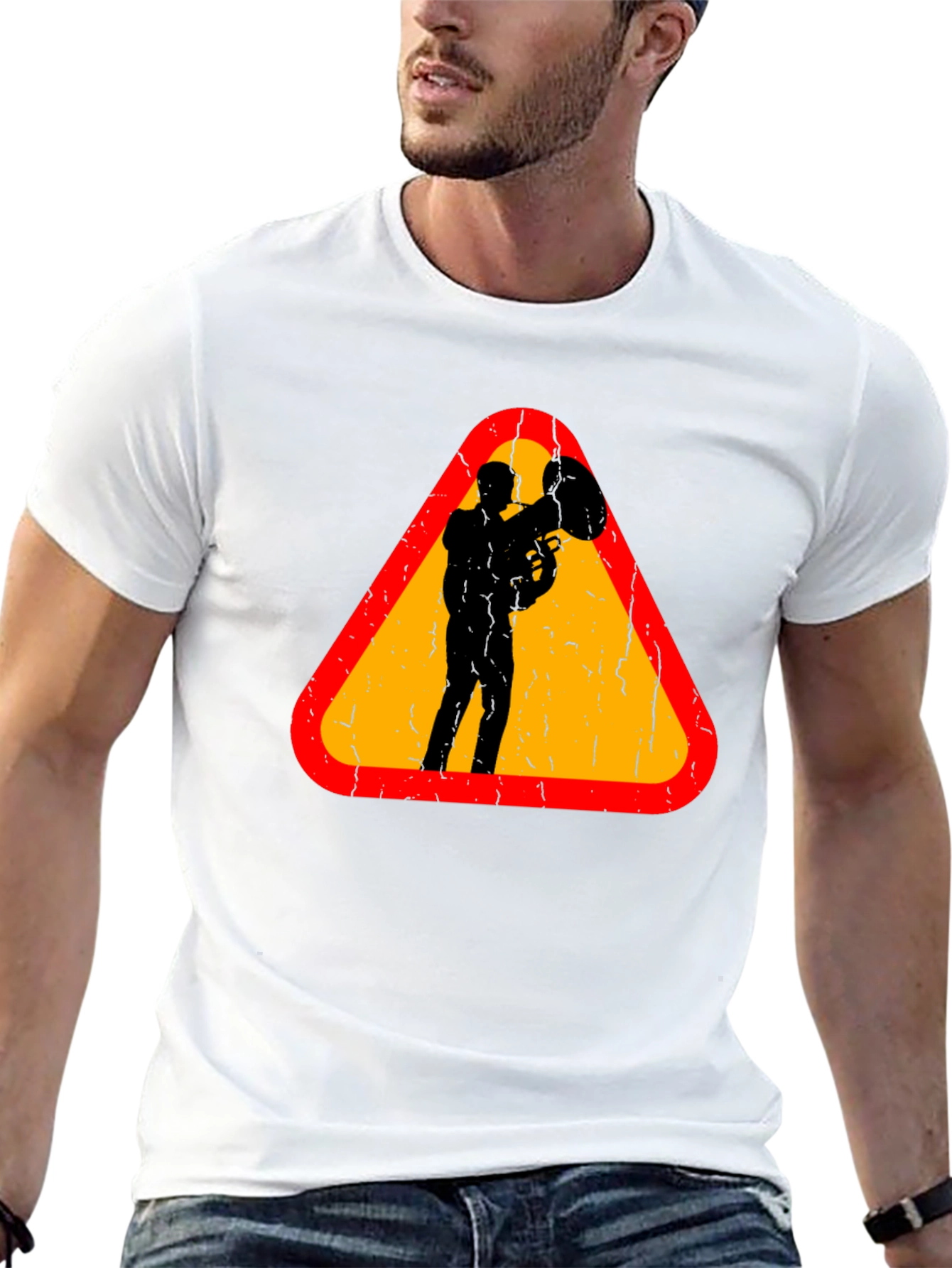 Tuba Player Graphic Tee - Musician Triangle Design