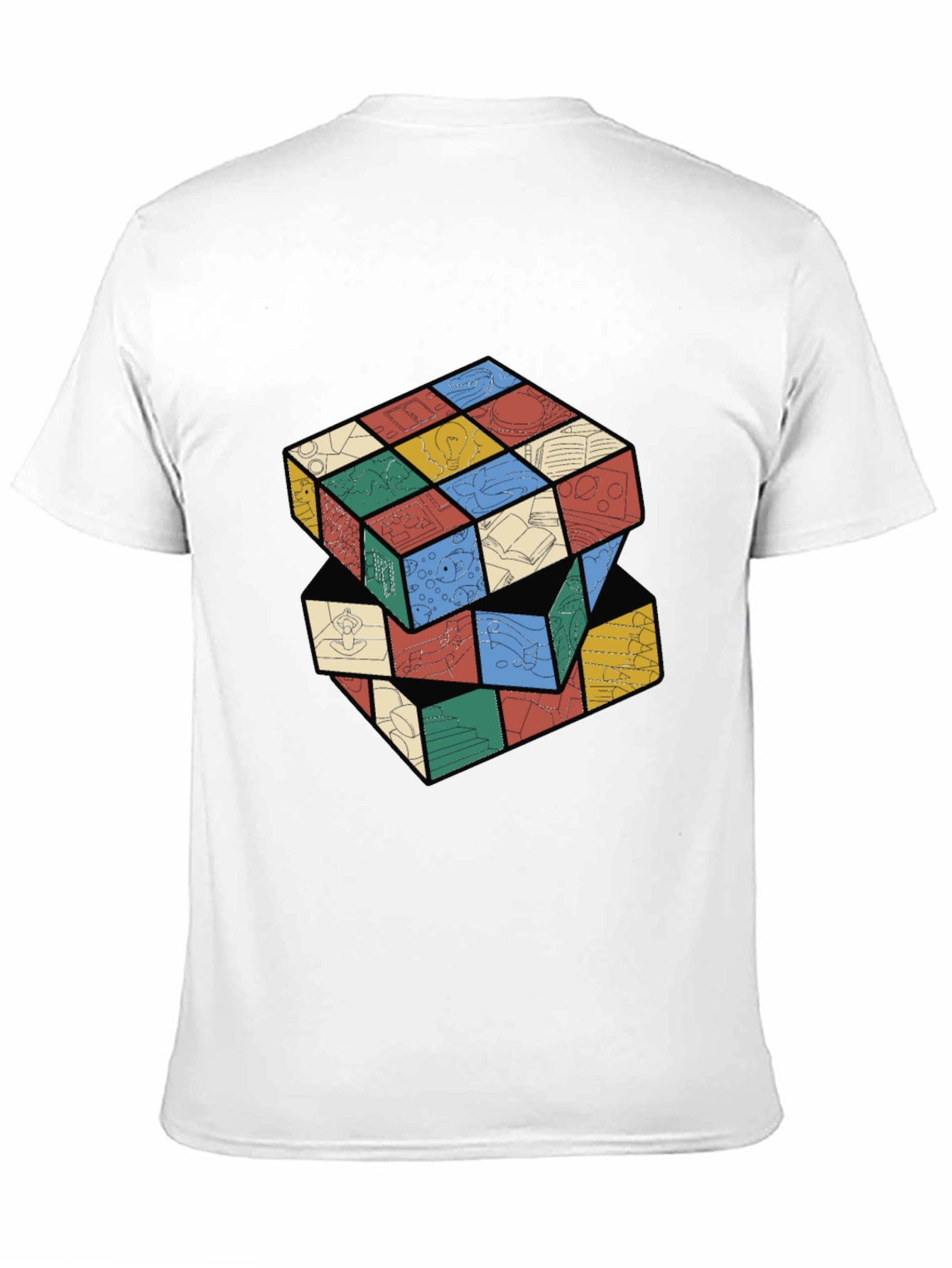 Artistic Rubiks Cube Design Black T-Shirt