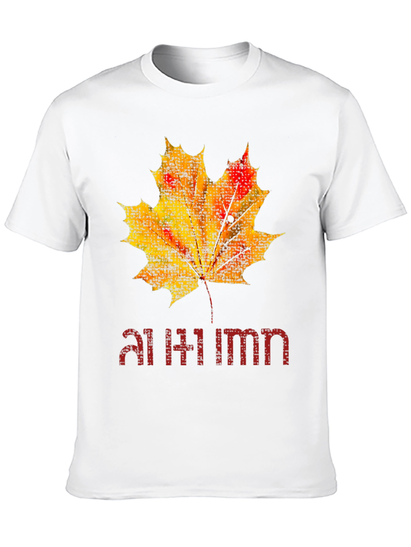 Autumn Maple Leaf Graphic Black T-Shirt