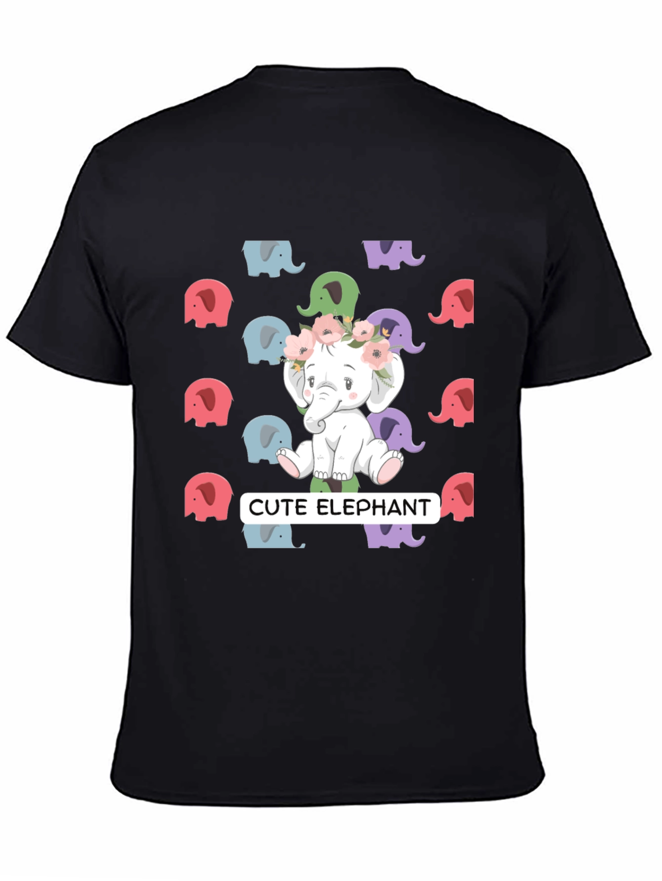 Cute Elephant Graphic Tee - Unisex Black T-Shirt