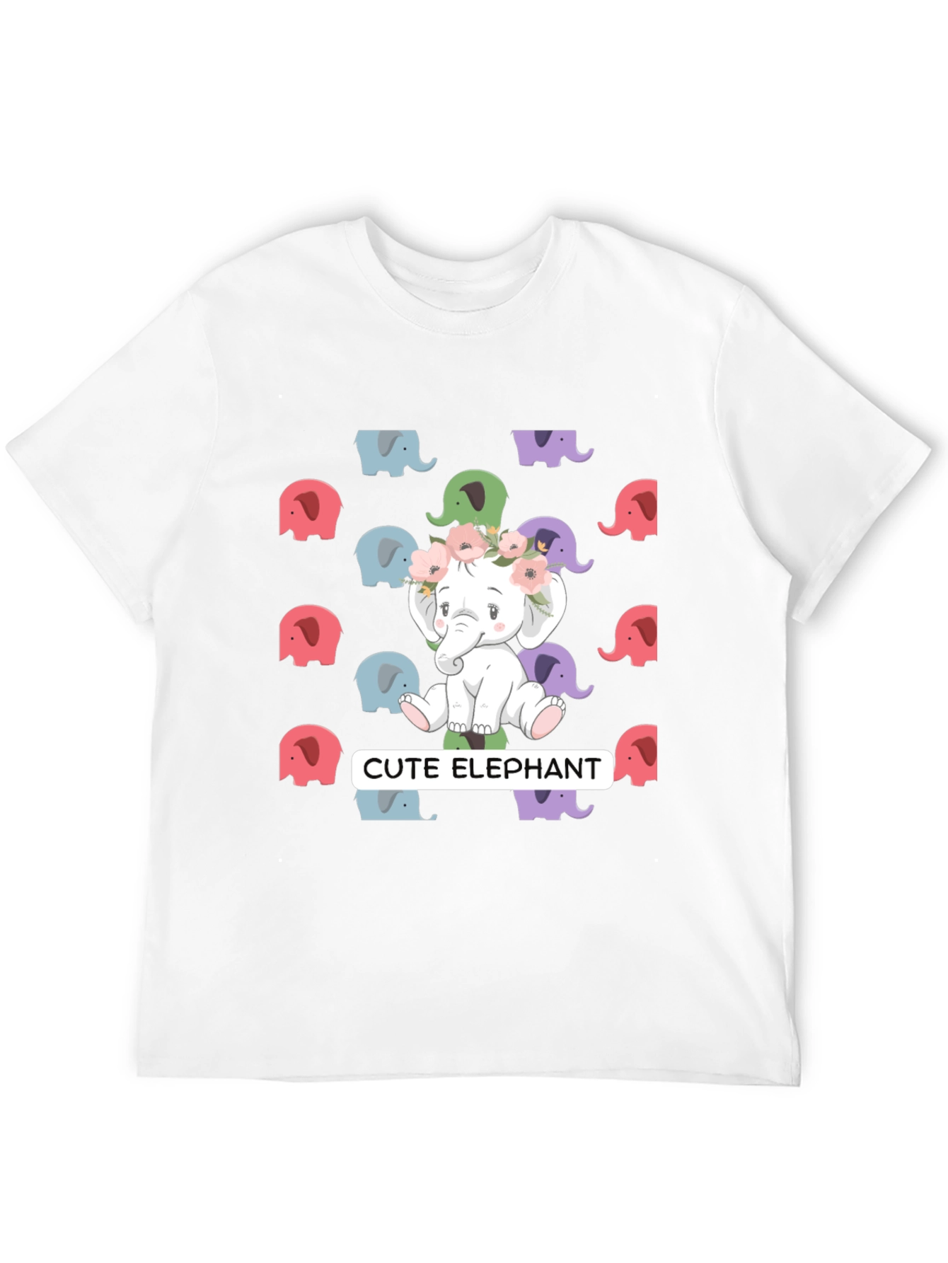 Cute Elephant Graphic Tee - Unisex Black T-Shirt