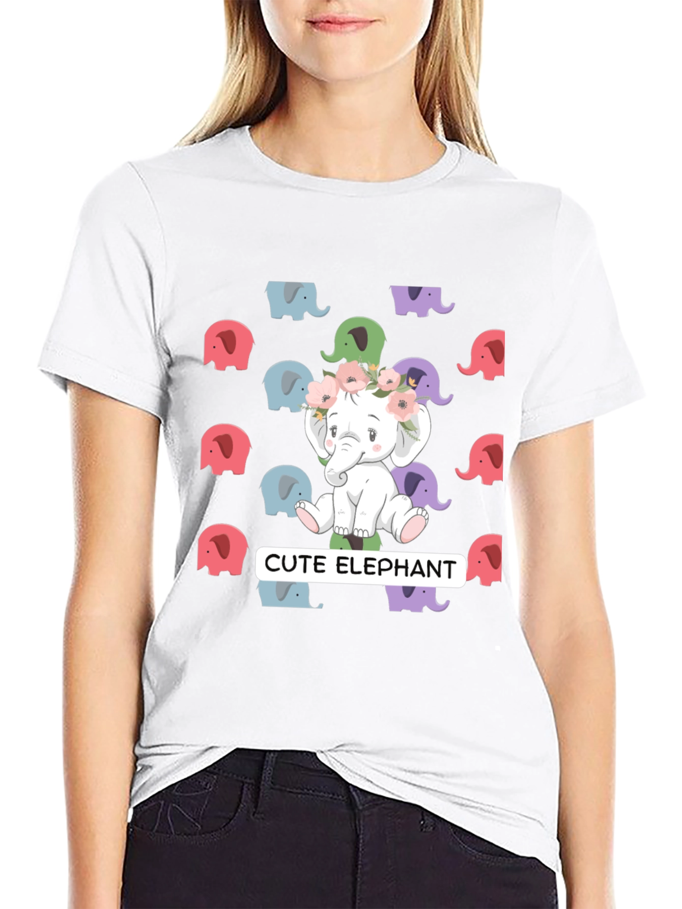 Cute Elephant Graphic Tee - Unisex Black T-Shirt