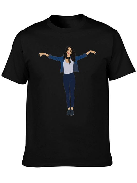 Stylish Black Graphic Tee - Fashion Illustration Print