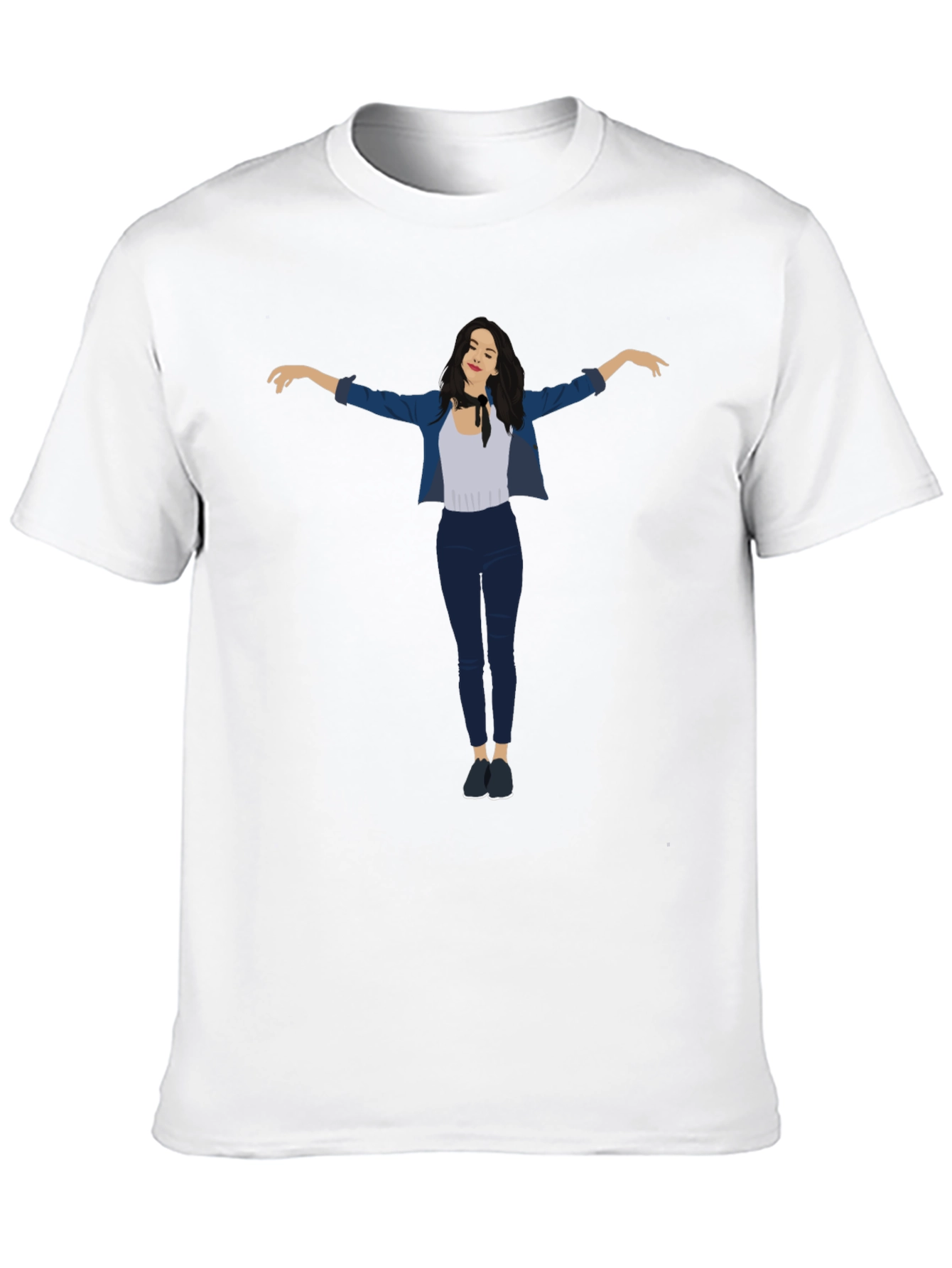 Stylish Black Graphic Tee - Fashion Illustration Print