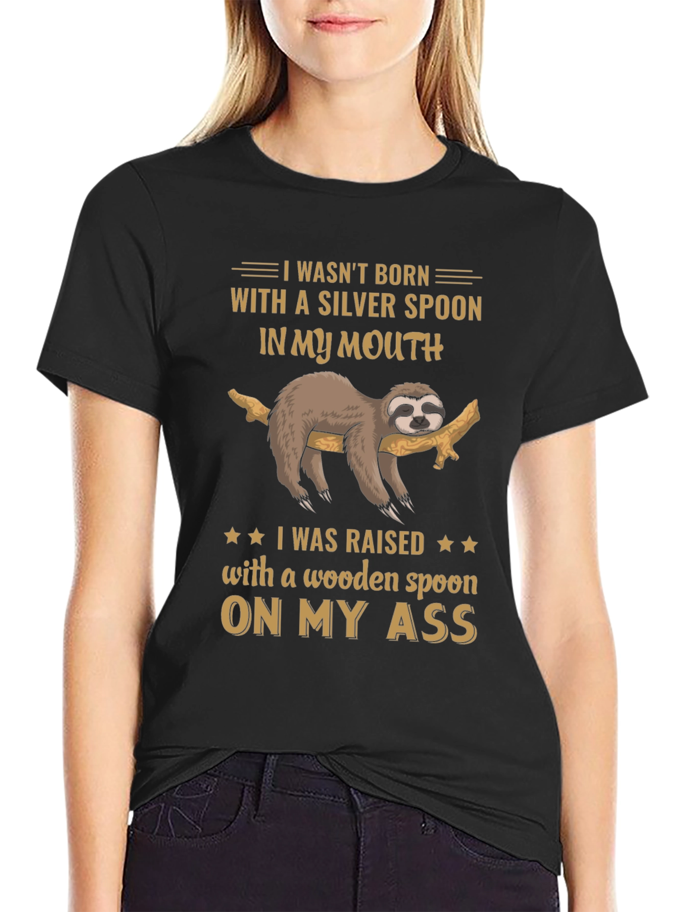 Funny Sloth T-Shirt: Wooden Spoon Cheeky Design