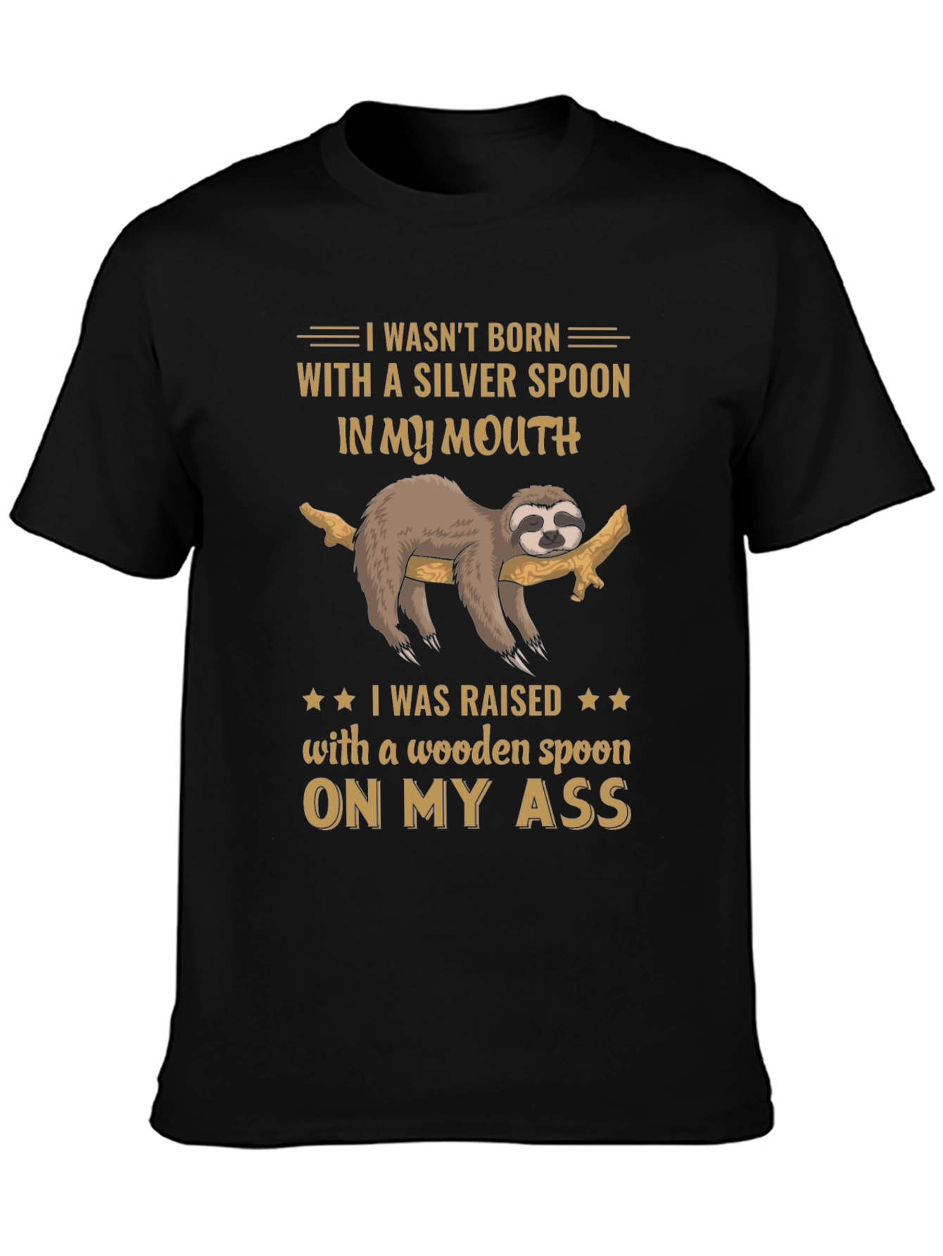 Funny Sloth T-Shirt: Wooden Spoon Cheeky Design