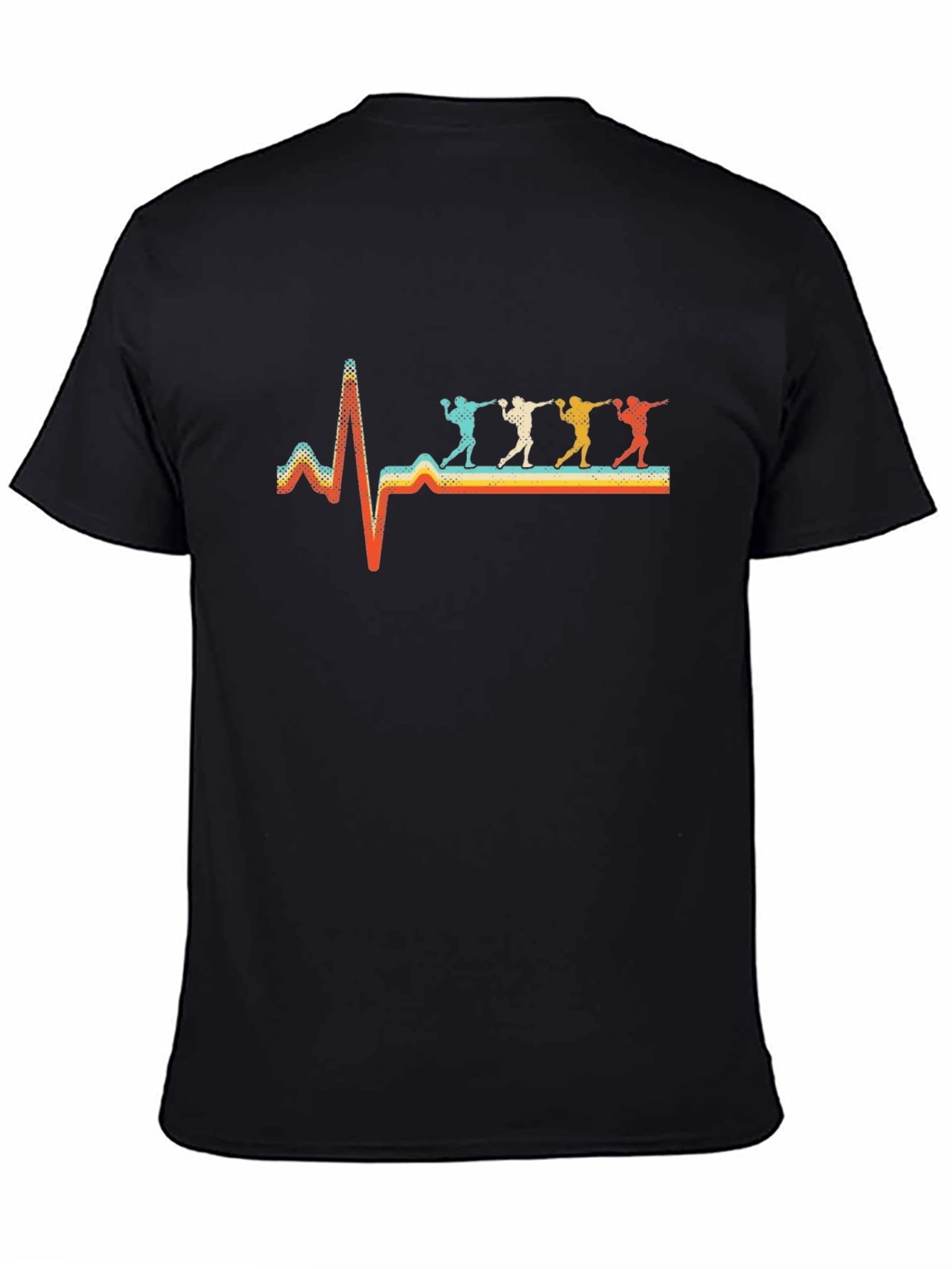 Retro Heartbeat Throwing Sport Black T-Shirt