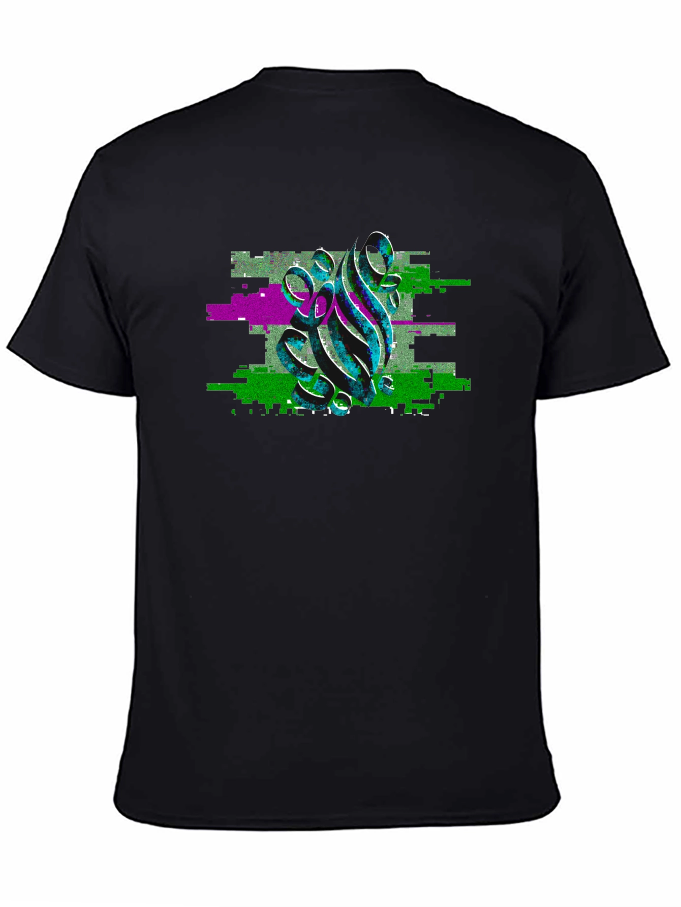 Glitch Art Graphic Black T-Shirt