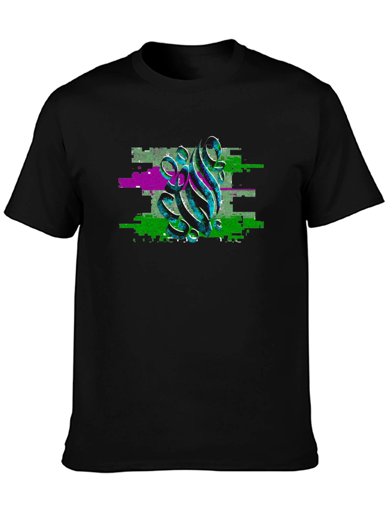 Glitch Art Graphic Black T-Shirt