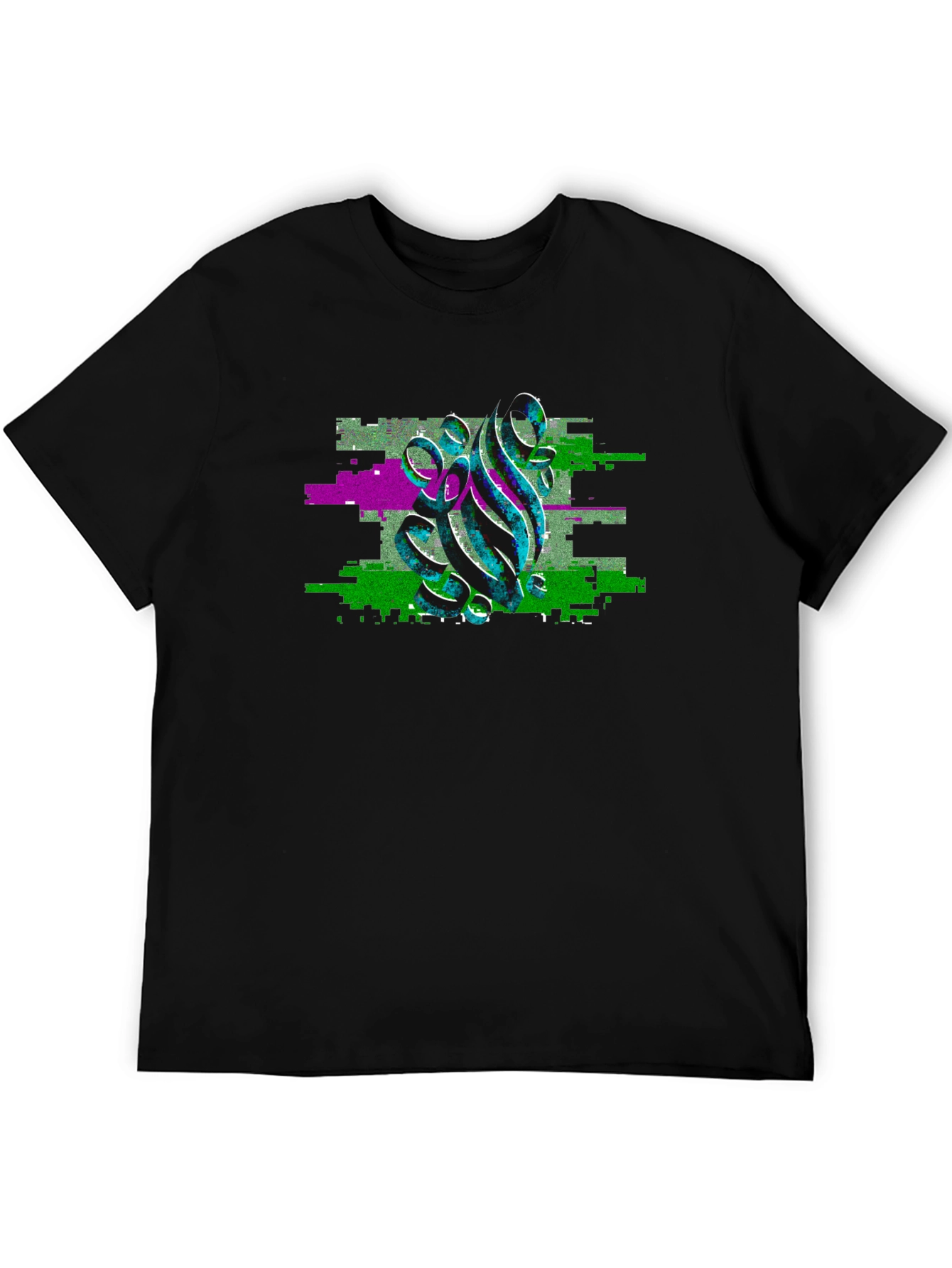 Glitch Art Graphic Black T-Shirt