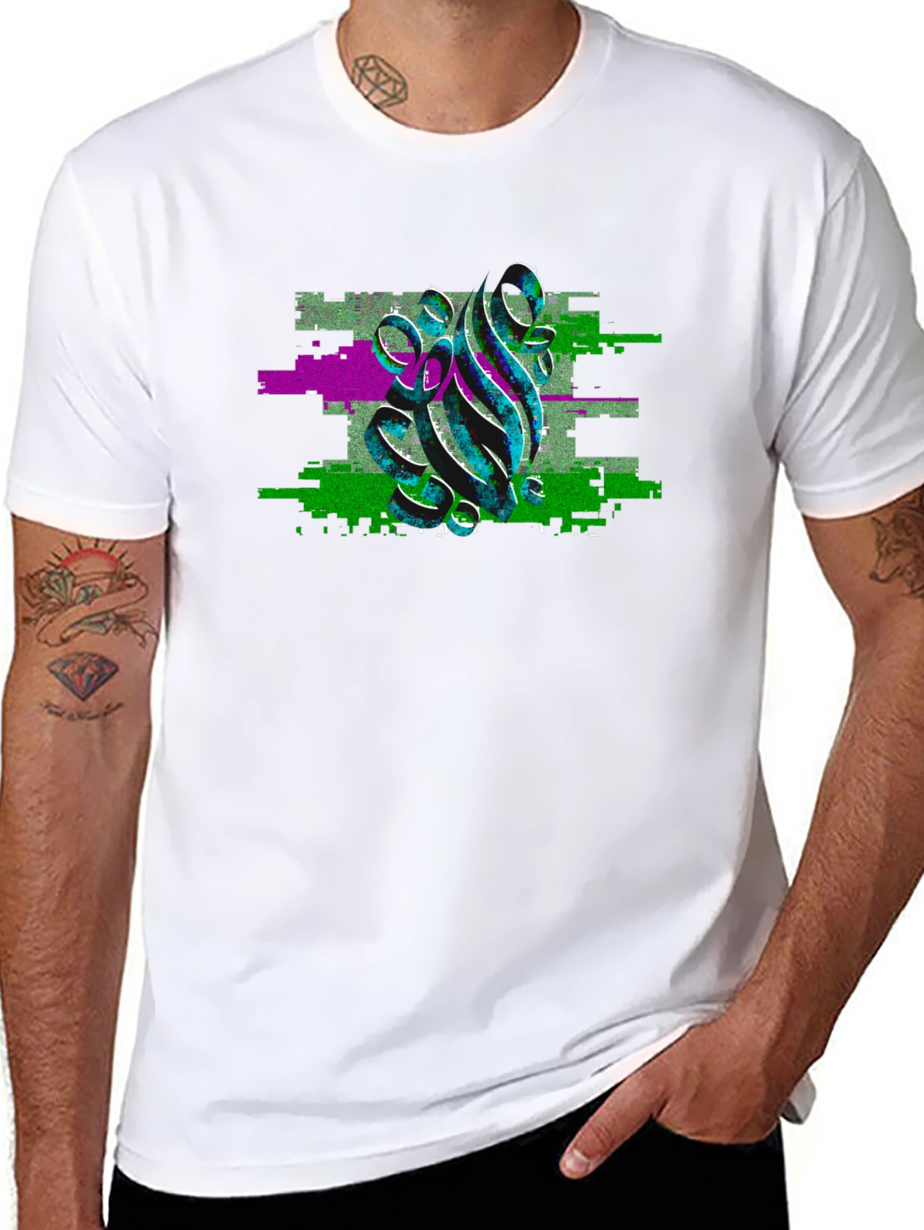 Glitch Art Graphic Black T-Shirt
