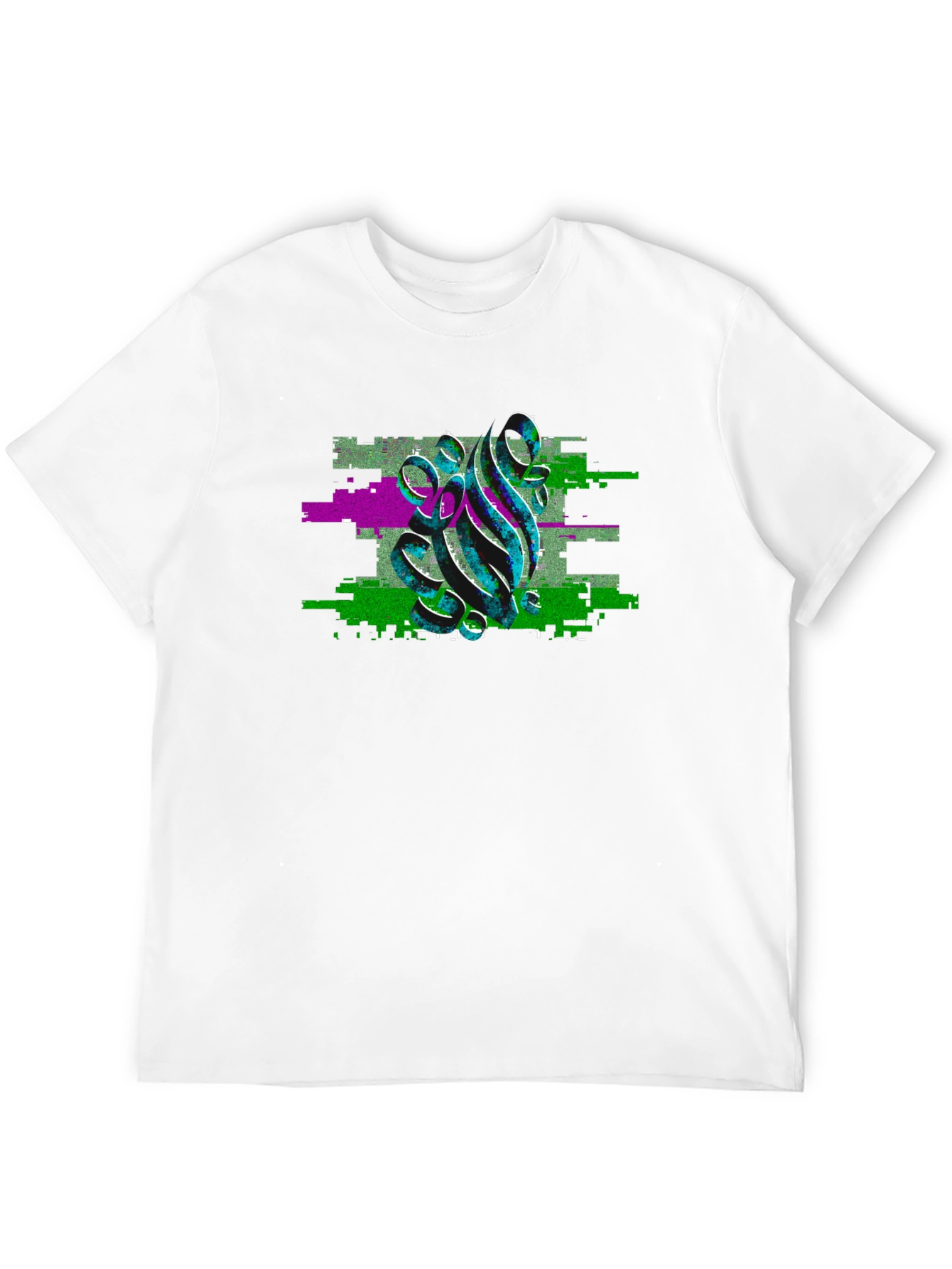 Glitch Art Graphic Black T-Shirt