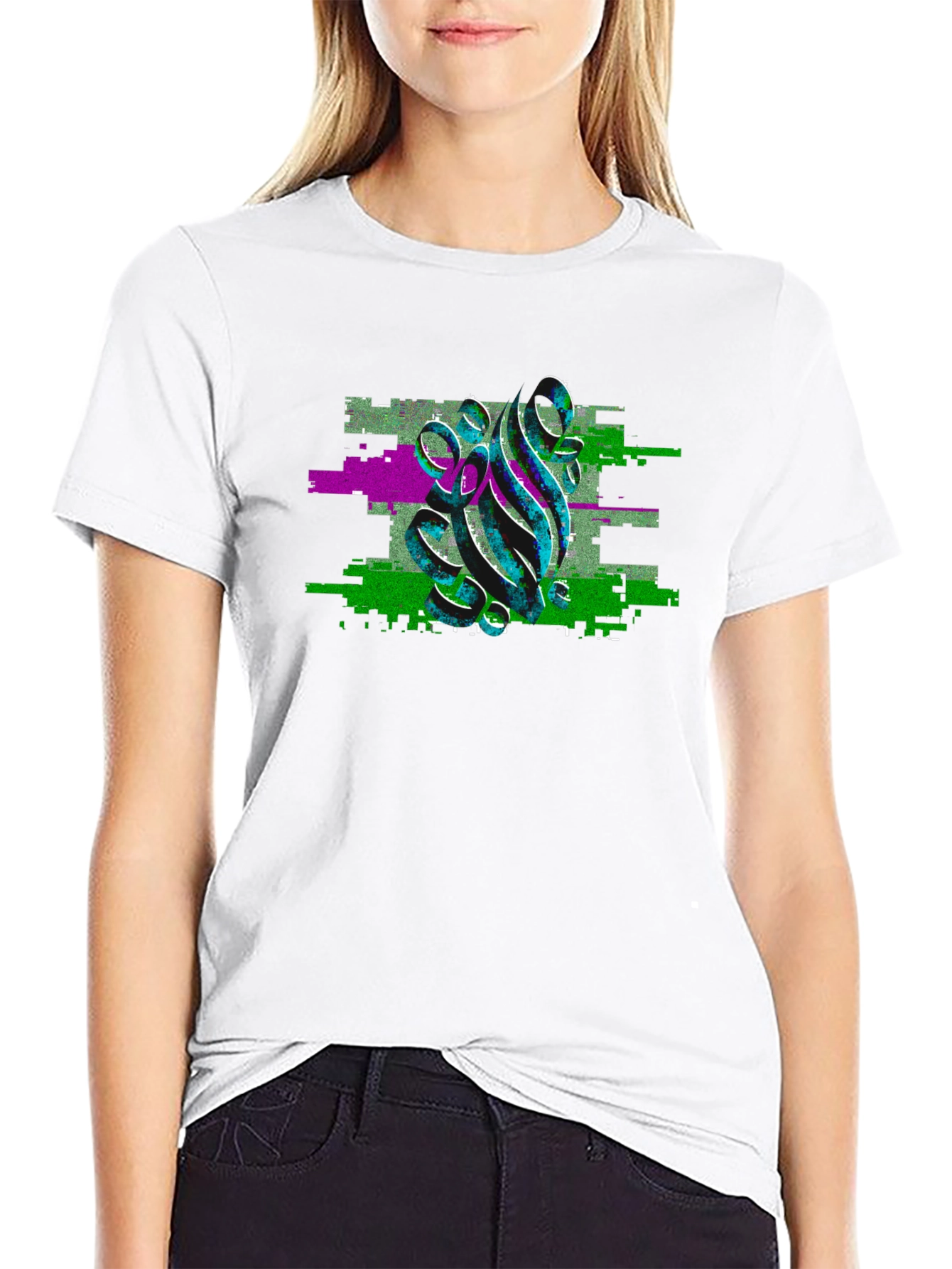 Glitch Art Graphic Black T-Shirt