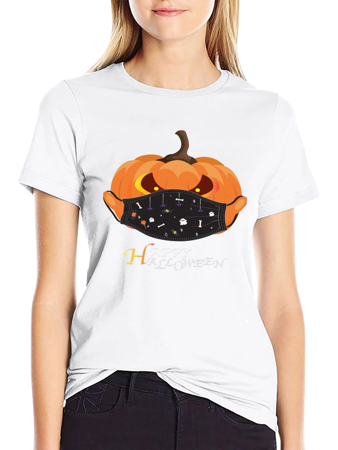 Halloween Pumpkin Face Mask T-Shirt
