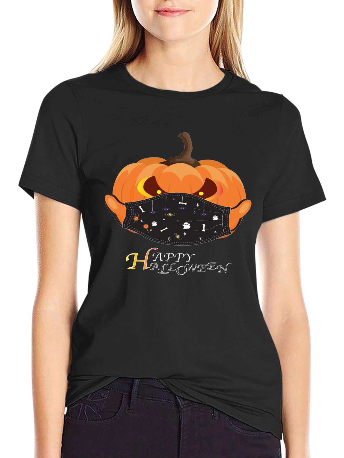 Halloween Pumpkin Face Mask T-Shirt