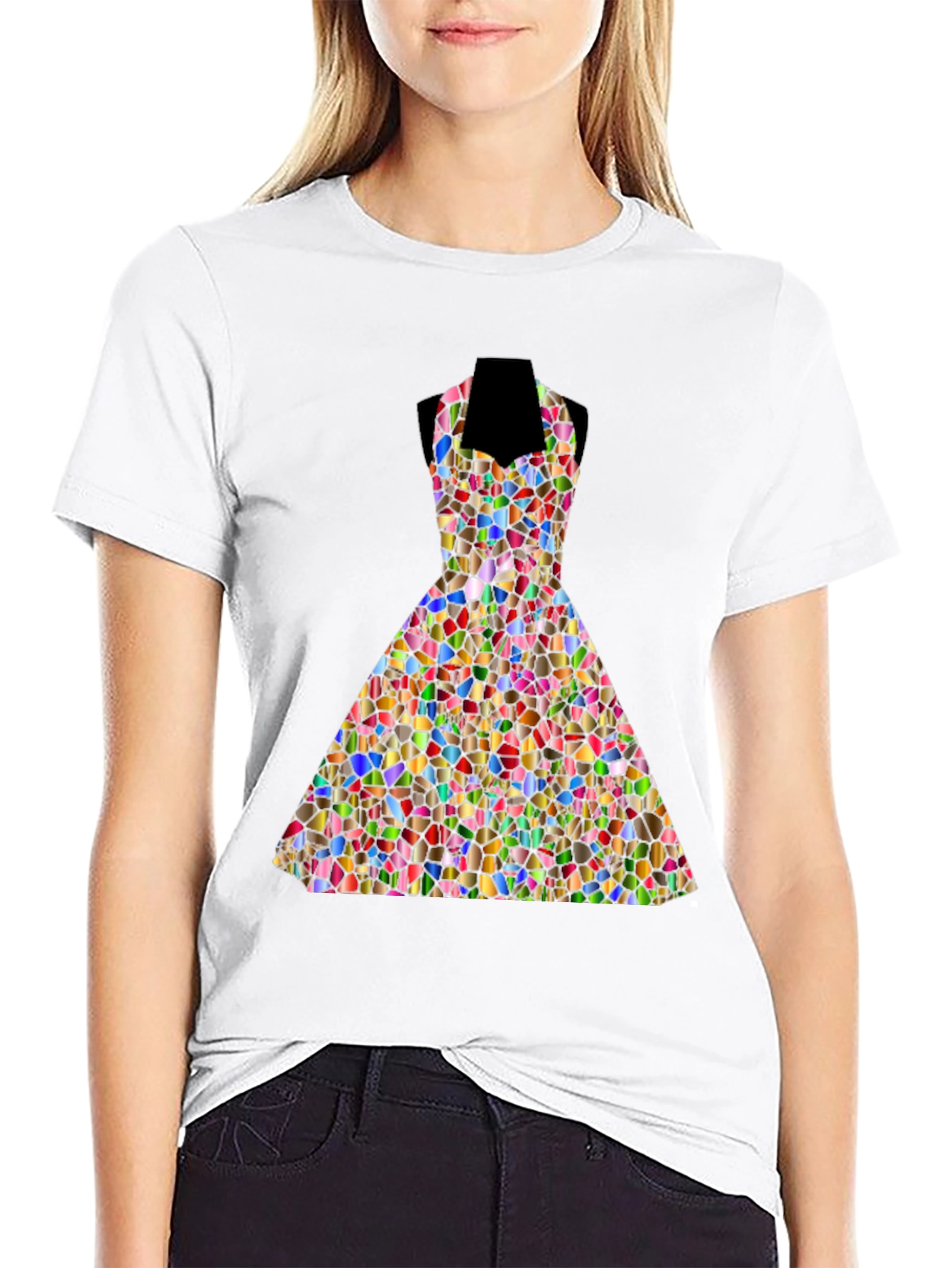 Stained Glass Dress Graphic Tee - Unique Design