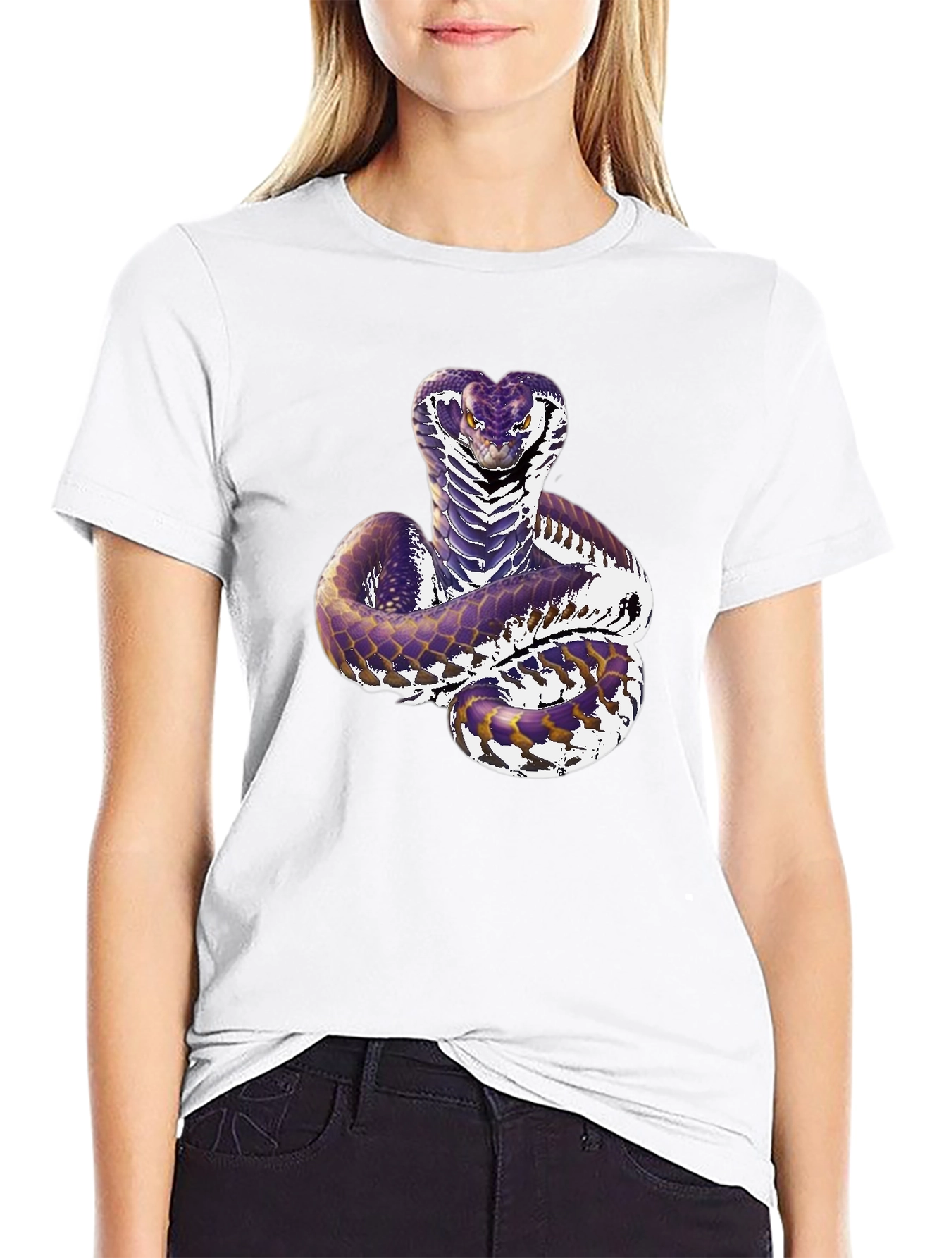 Mens Black Cobra Snake Graphic T-Shirt
