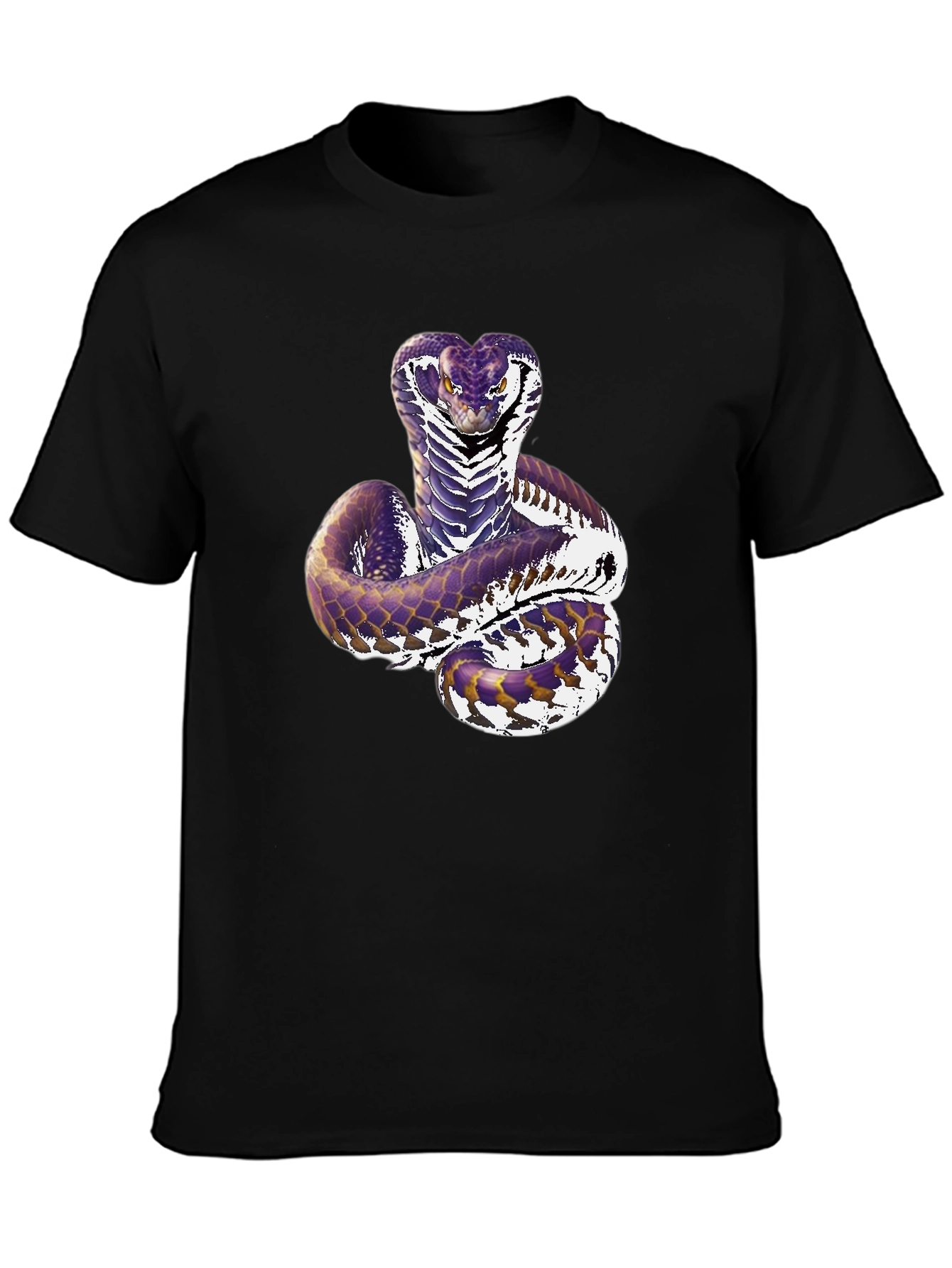 Mens Black Cobra Snake Graphic T-Shirt