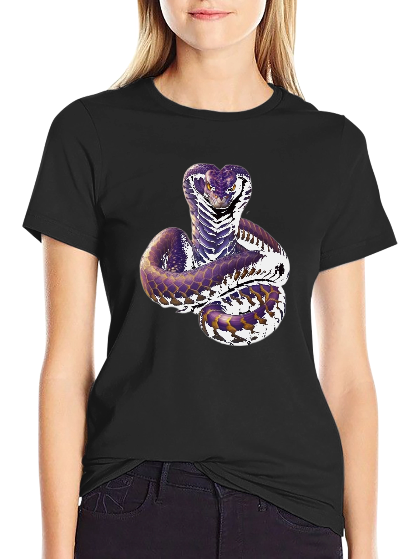 Mens Black Cobra Snake Graphic T-Shirt