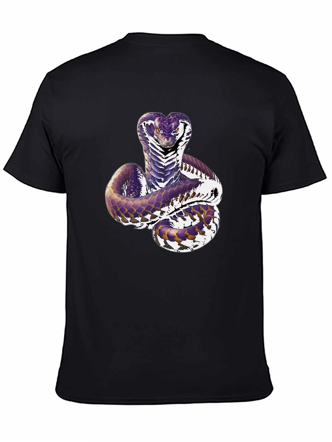Mens Black Cobra Snake Graphic T-Shirt