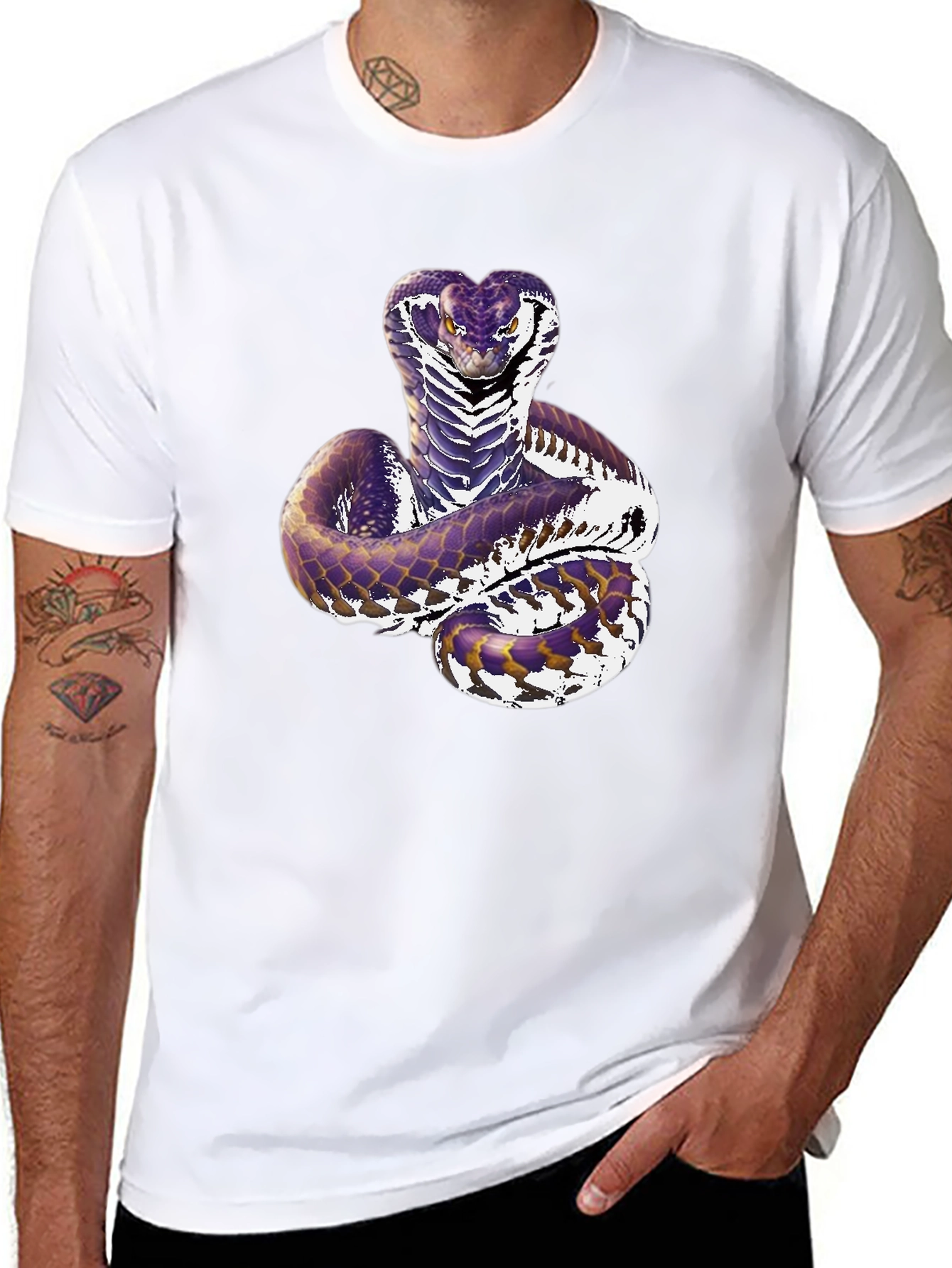 Mens Black Cobra Snake Graphic T-Shirt