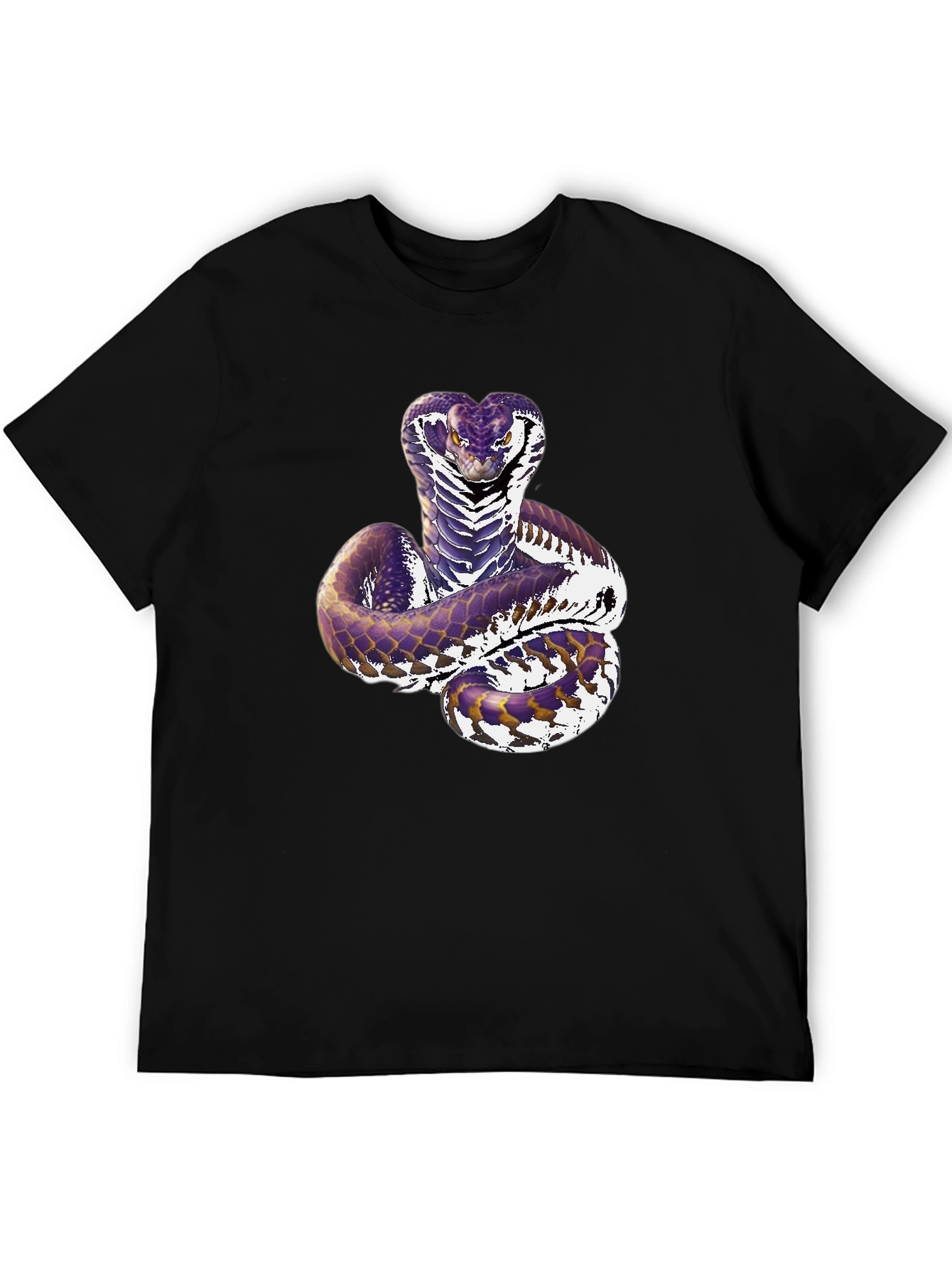 Mens Black Cobra Snake Graphic T-Shirt