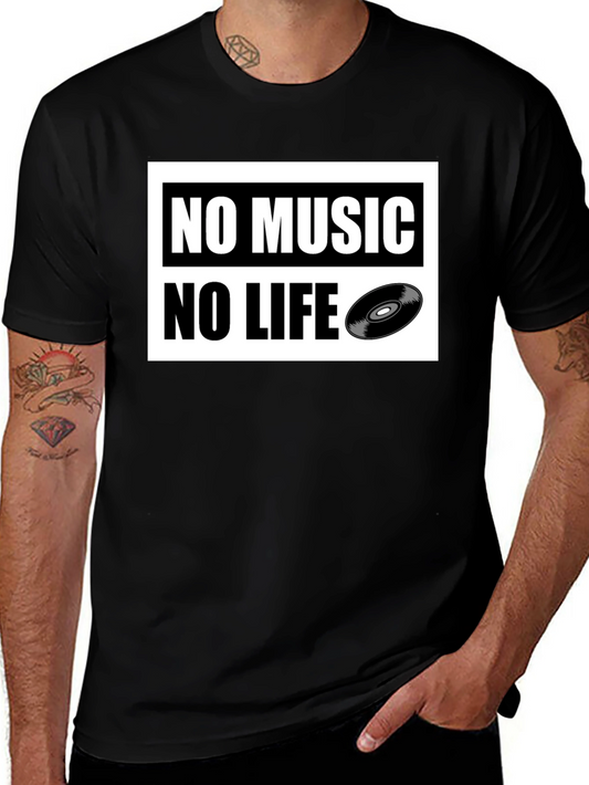 No Music No Life Graphic Tee - Black Cotton T-Shirt